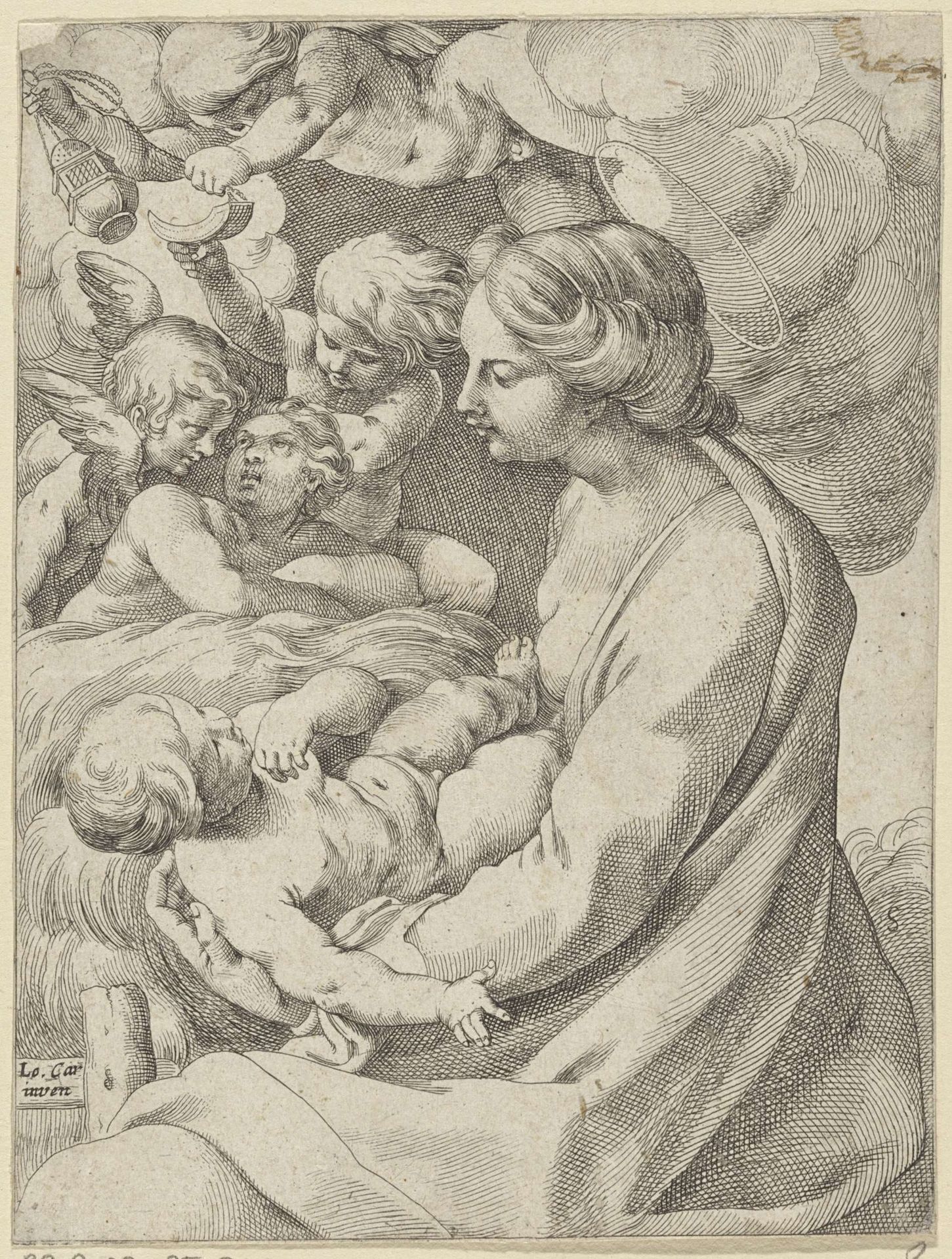 Maria met Kind en engelen by Anonymous
