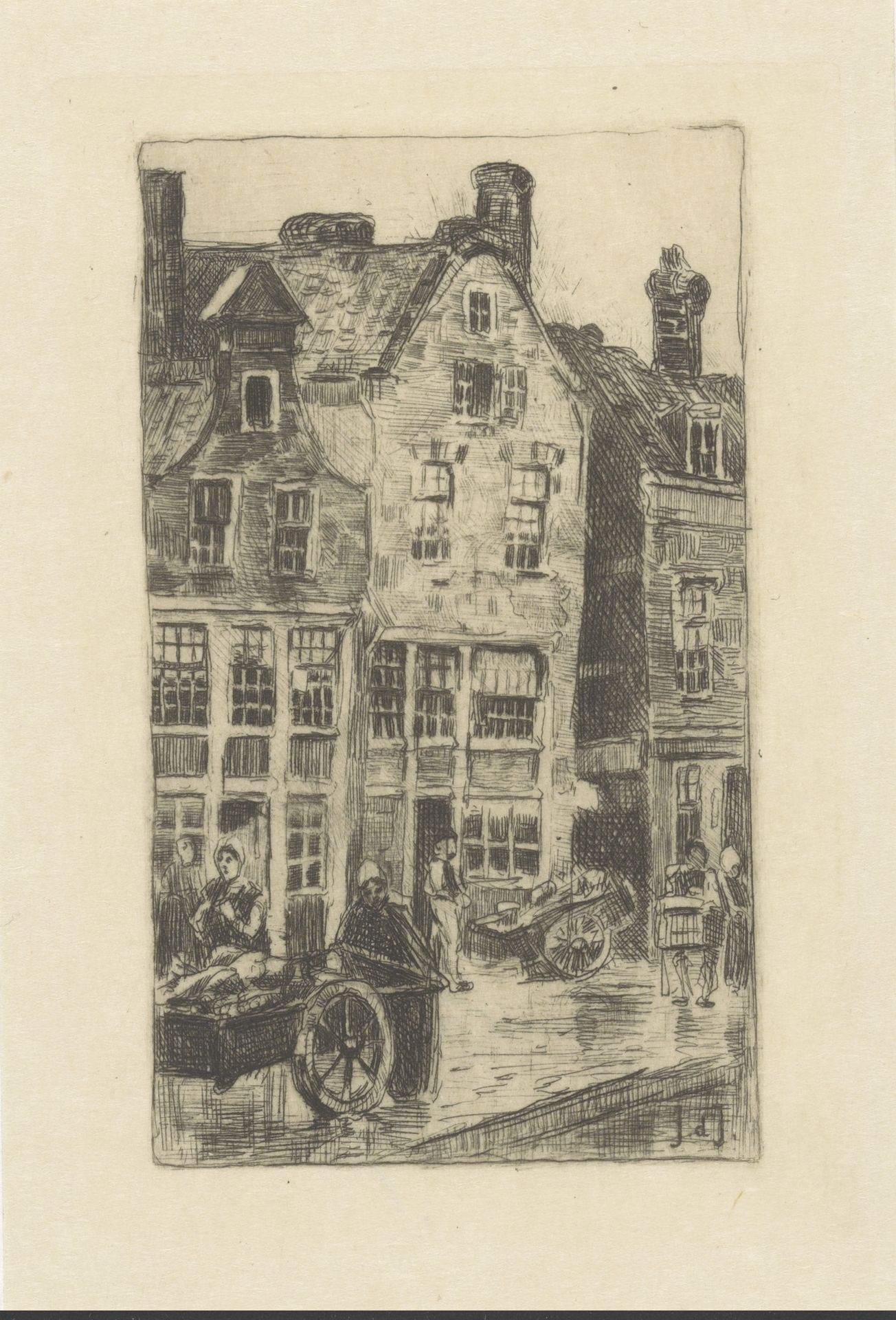 Huizen aan het Achterklooster in Rotterdam by Jan de (1864-1901) Jong