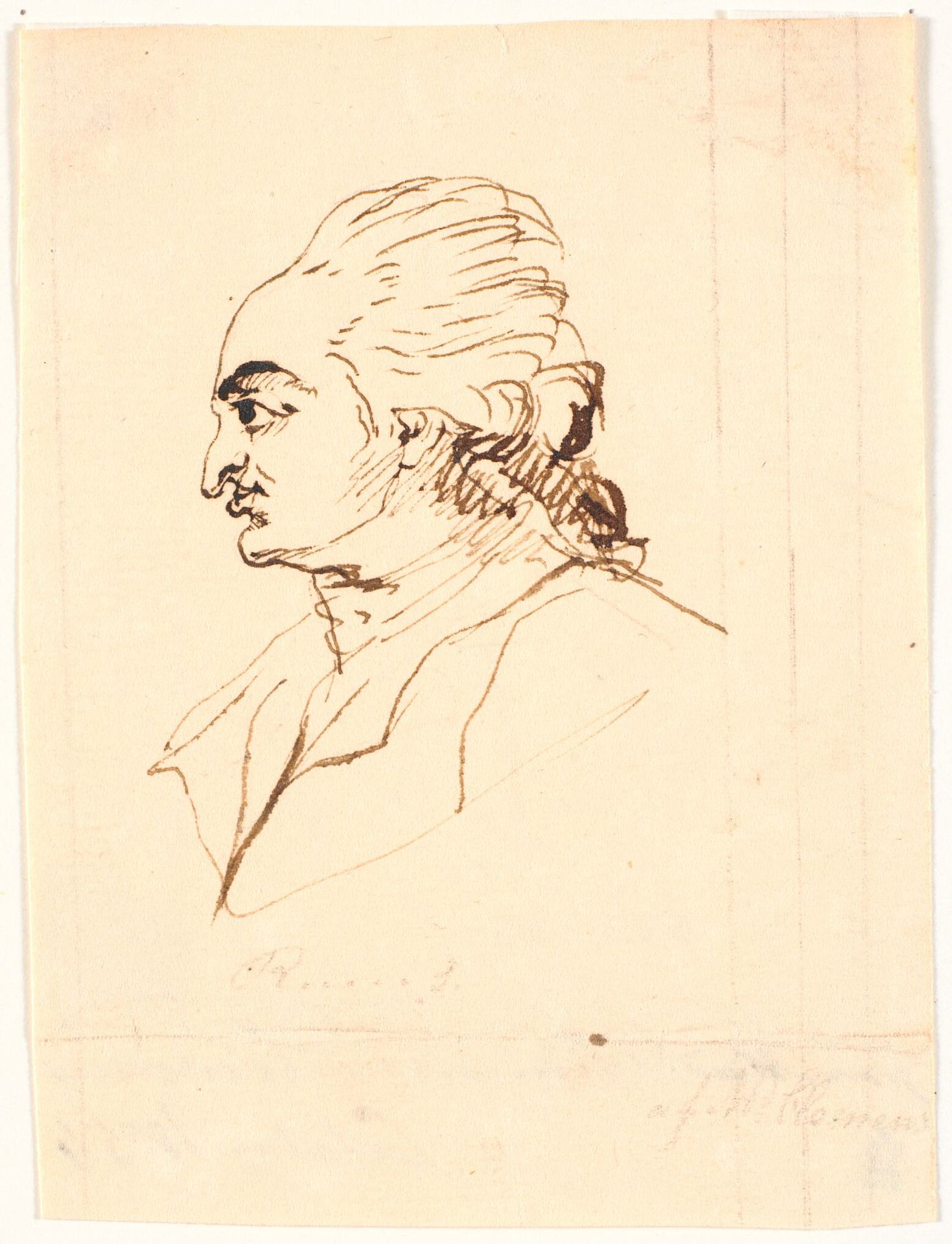 Herreportræt. Profil til venstre. Karrikatur by Marie Jeanne Clemens