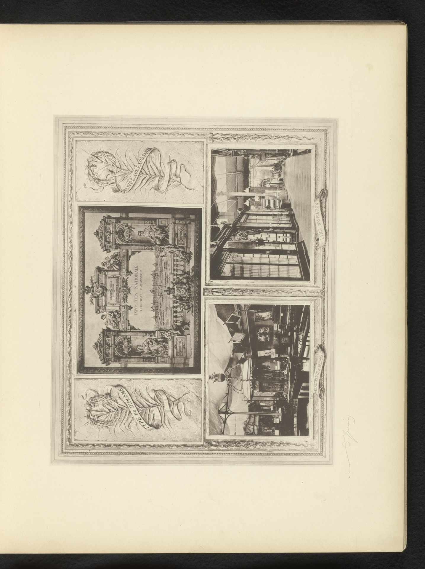 Reproductie van een gravure van de Exposition Nationale van 1880 in Brussel, waarin twee fotografische gezichten op de expositie zijn verwerkt, door Armand Heins by Anonymous