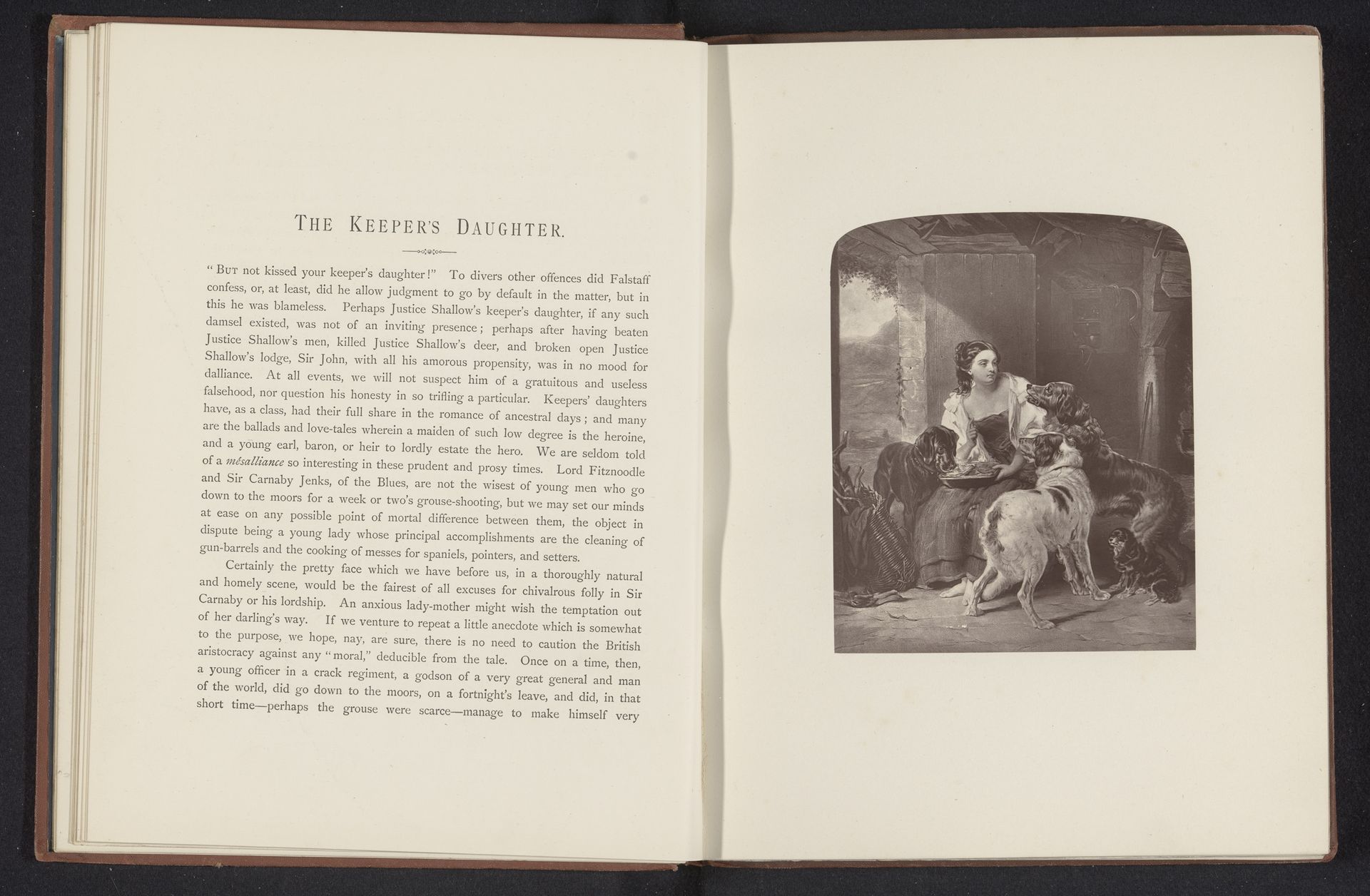 Fotoreproductie van een prent naar een schilderij, voorstellende een vrouw met honden in een interieur by Anonymous