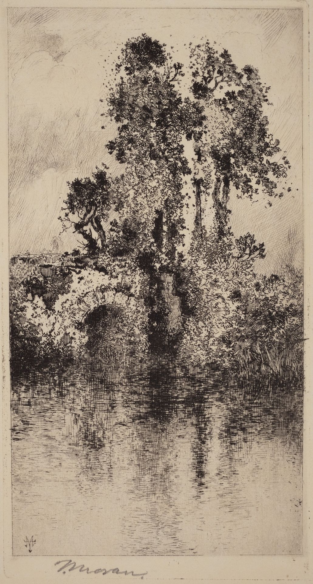 Bridge and Trees by Thomas Moran