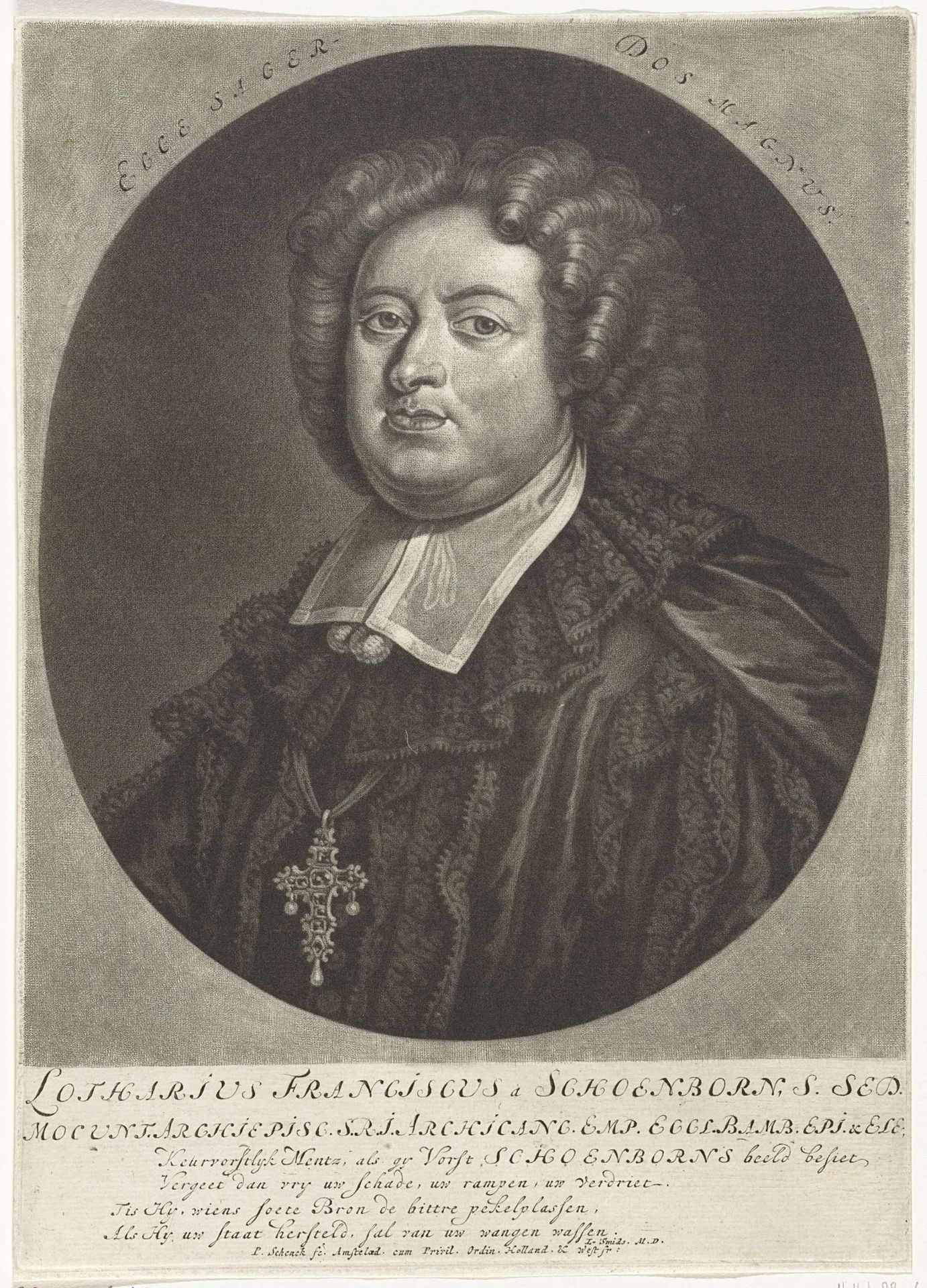Portret van Lothar Franz, graaf van Schönborn, keurvorst en aartsbisschop van Mainz by Pieter Schenk