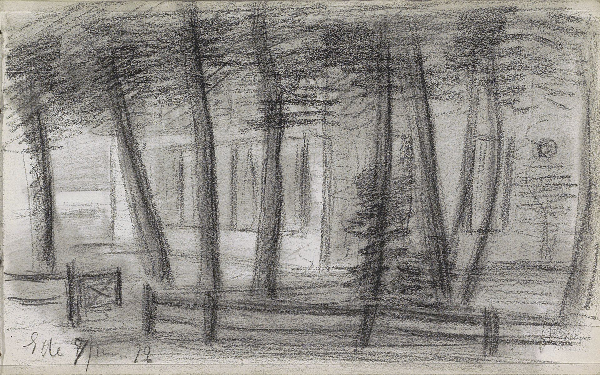 Gebouw tussen bomen in Ede by Willem Witsen