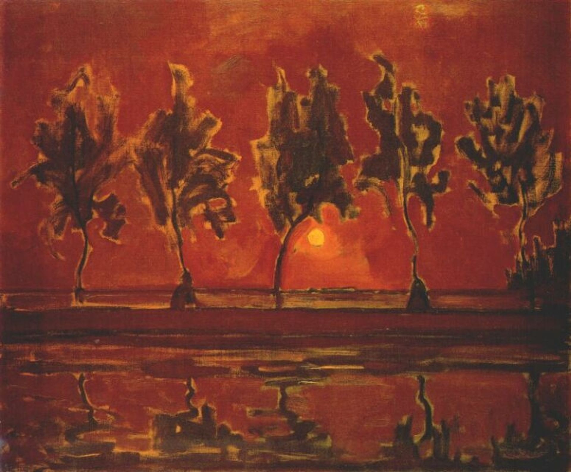Trees by the Gein at Moonrise by Piet Mondrian