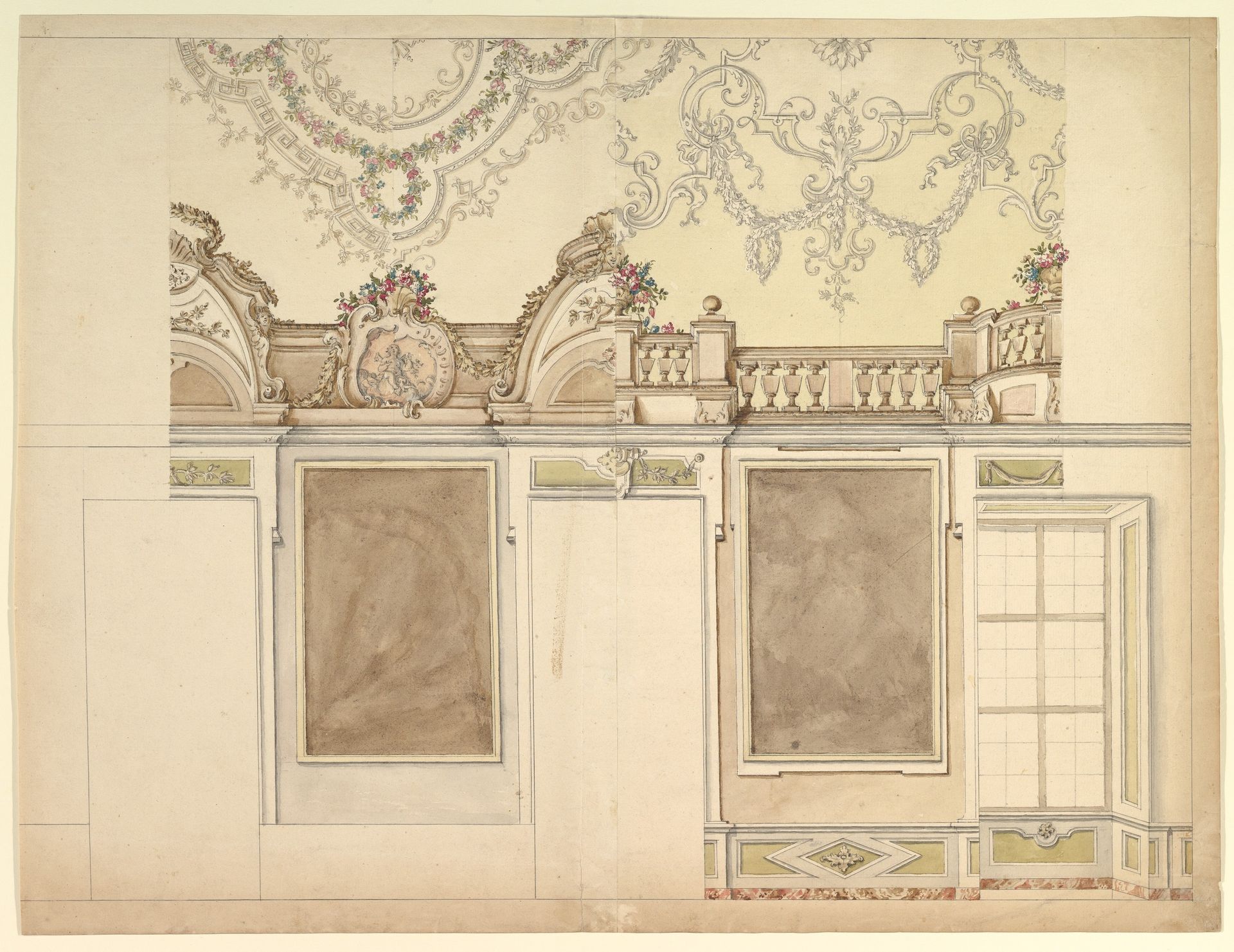 Two  Alternate Elevations for an Interior Wall by Anonymous