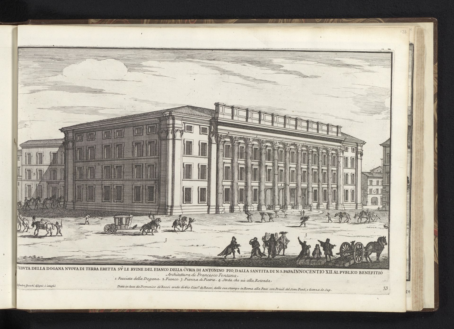 Resten van de Tempel van Hadrianus te Rome by Alessandro Specchi