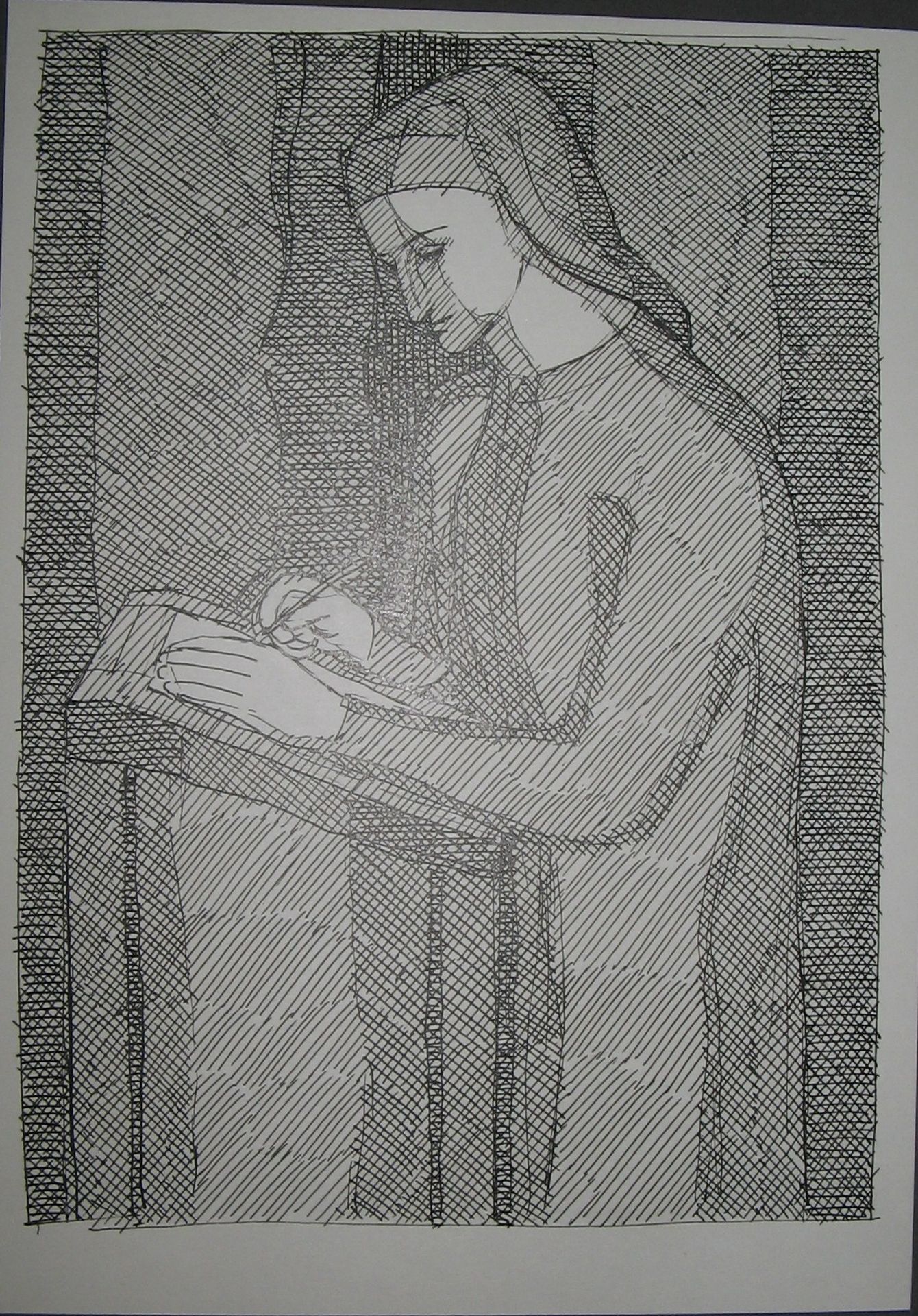 Writing Dante. Illustration to Dante Alighieri's Book 'Vita Nova' by Hryhorii Havrylenko