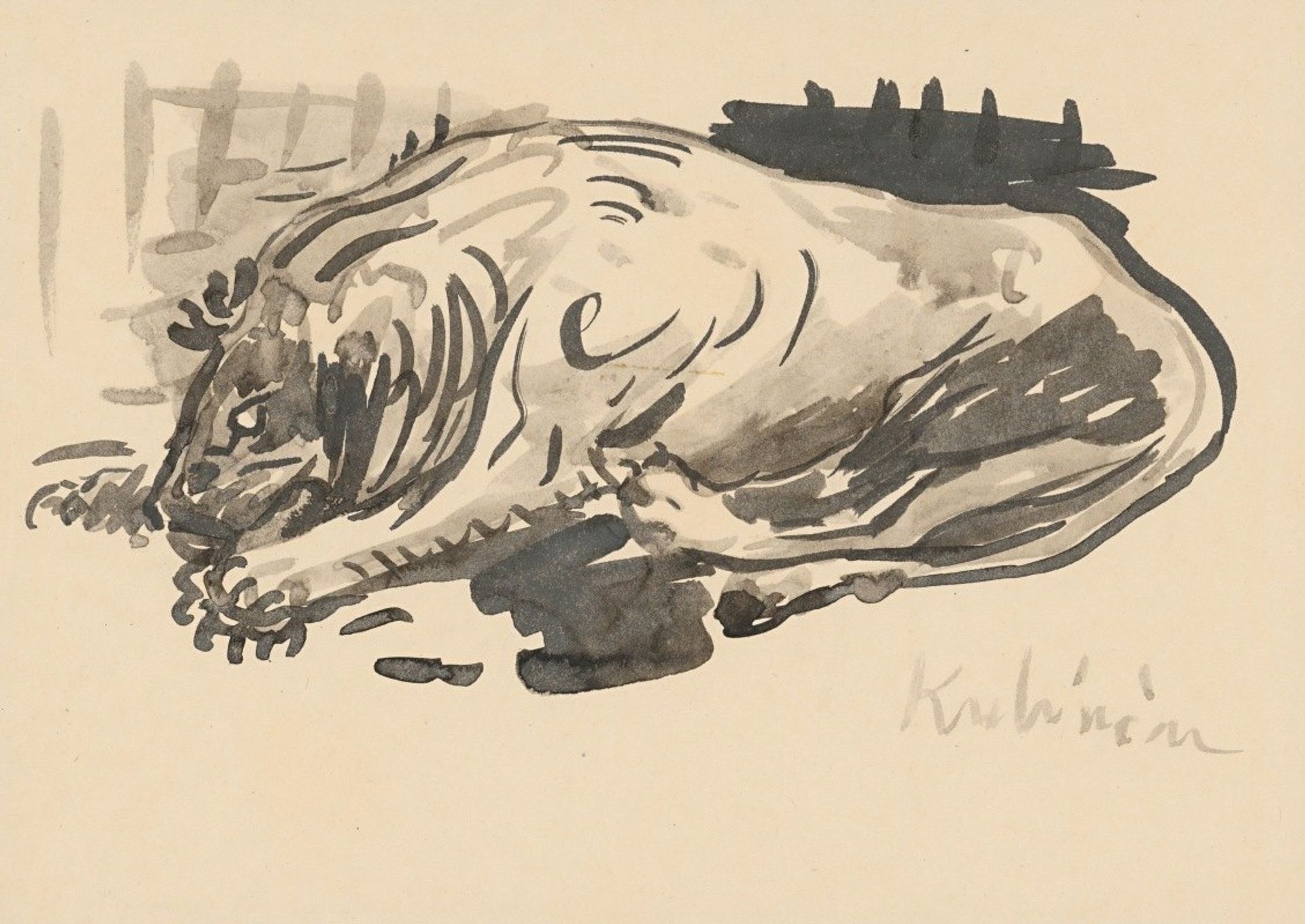 Lying dog by Arnold Peter Weisz-Kubínčan
