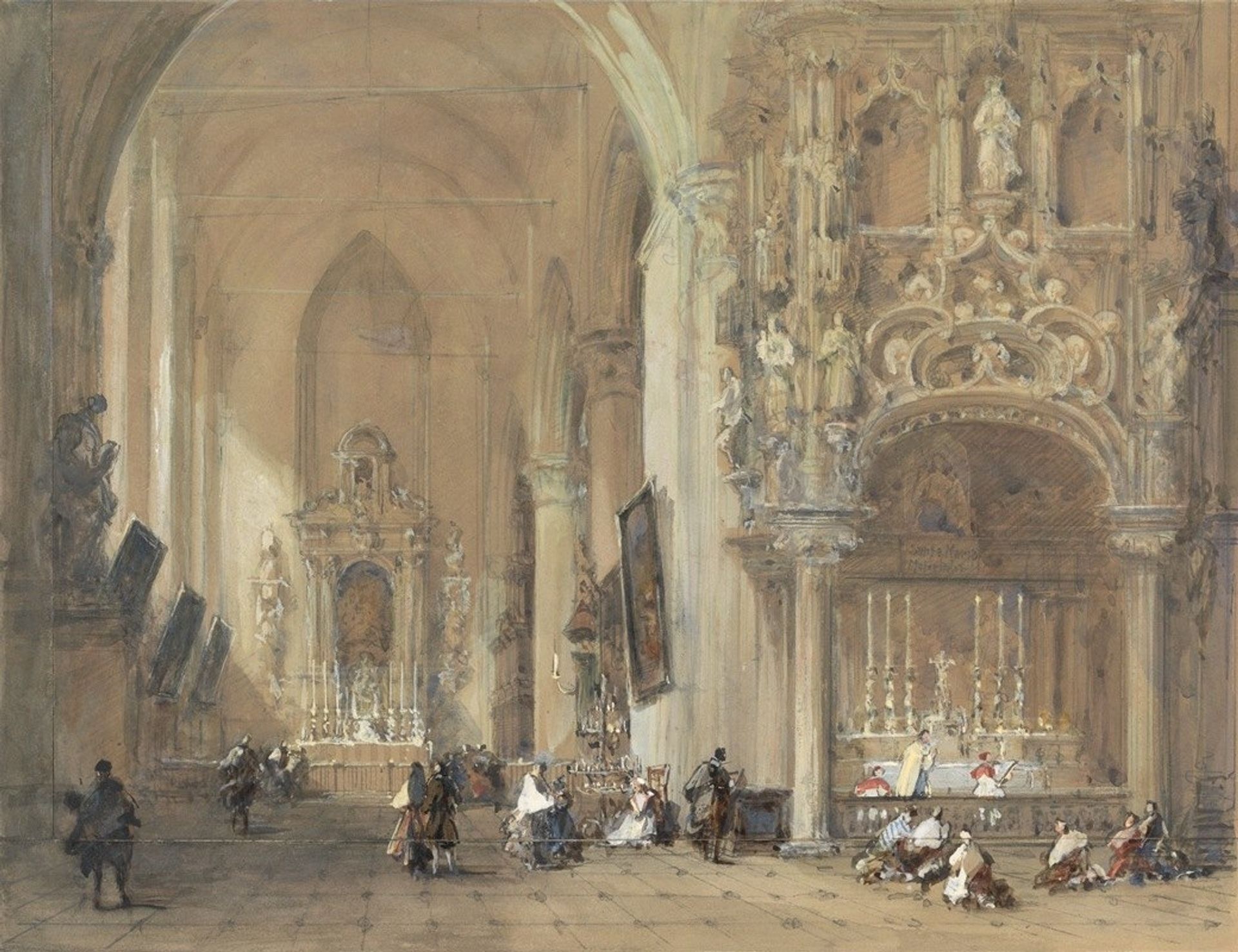 The Church at Dixmude, West Flanders by David Roberts