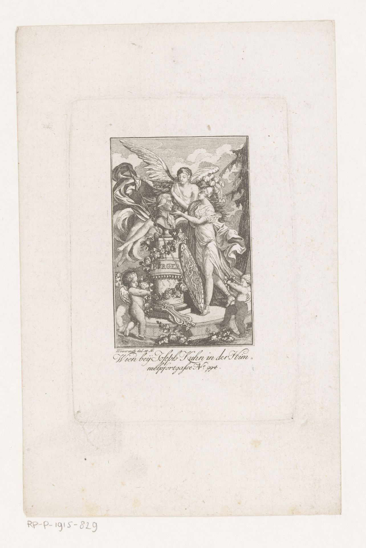 Minerva bij portretbuste van een man by Caspar Weinrauch