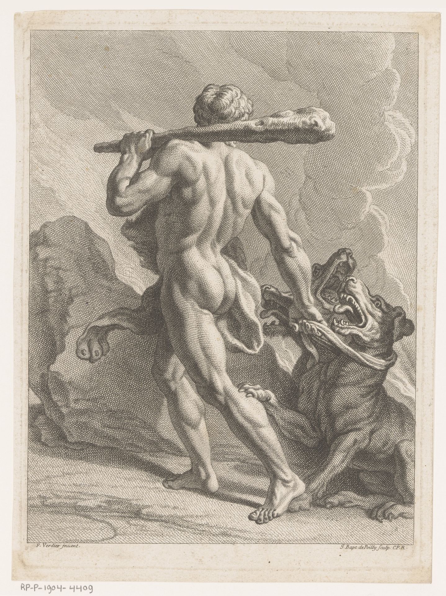Hercules en Cerberus by Jean-Baptiste de Poilly