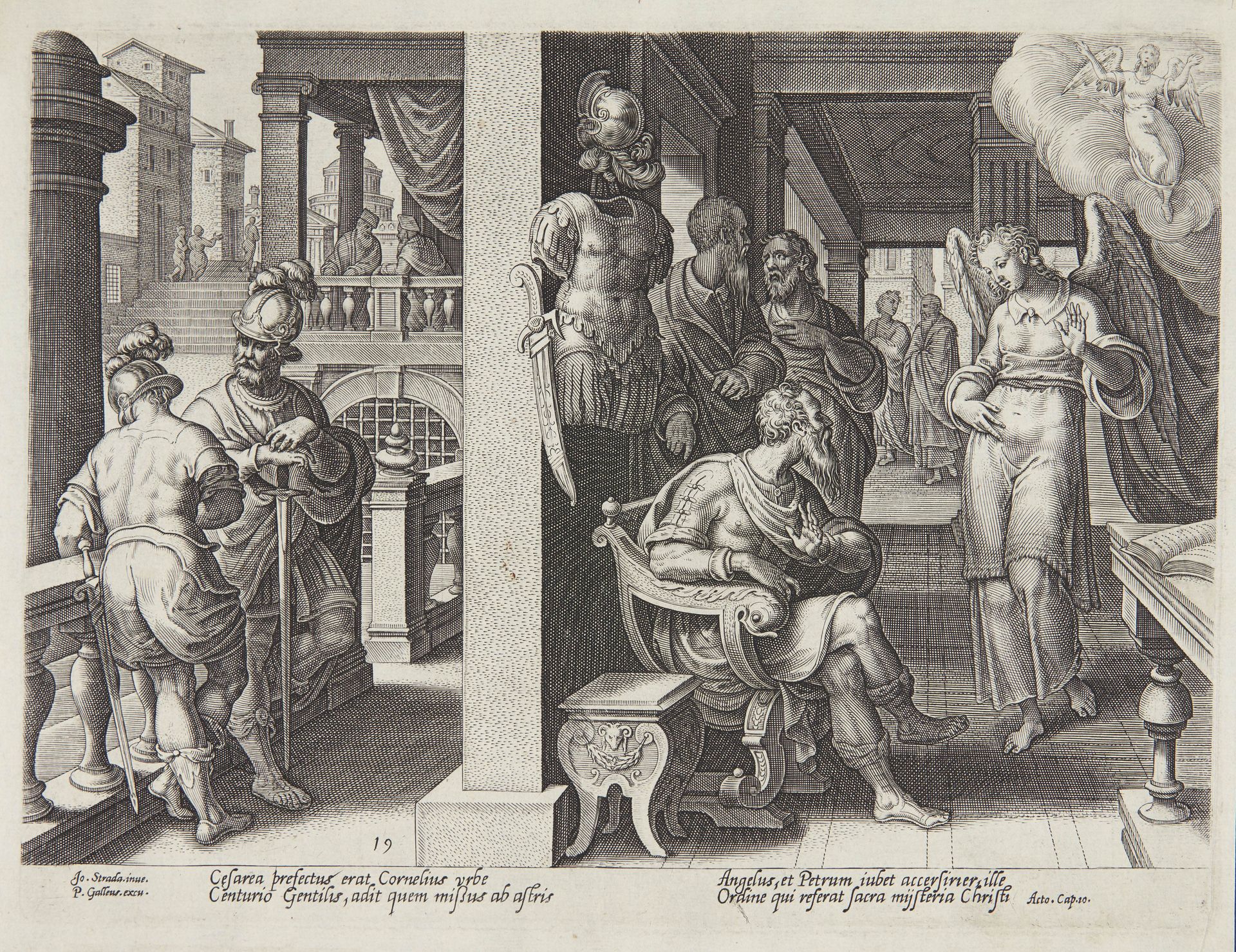 The angel sending Cornelius for St. Peter by Philips Galle