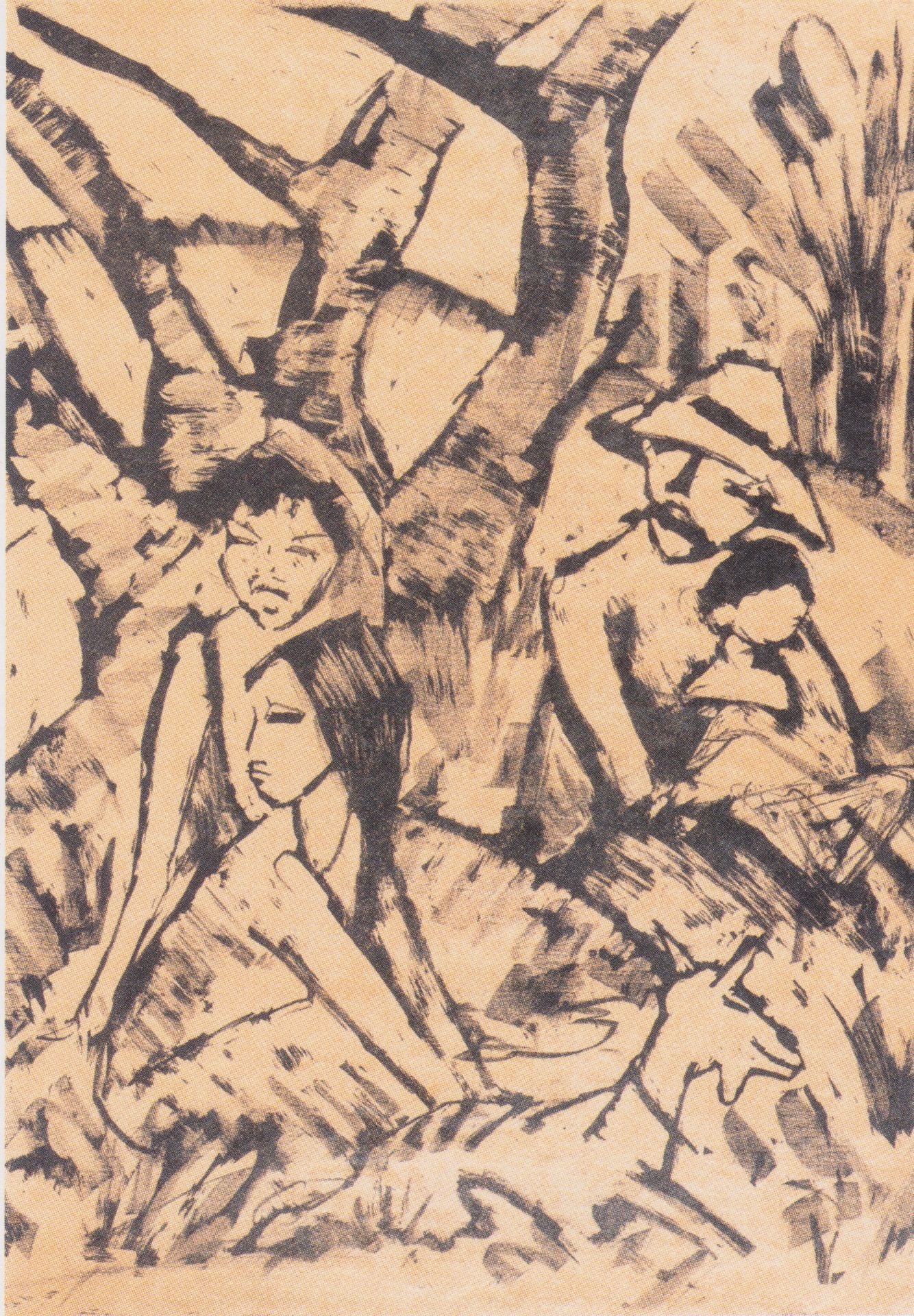 Lagernde Zigeunerfamilie Mit Ziege by Otto Mueller
