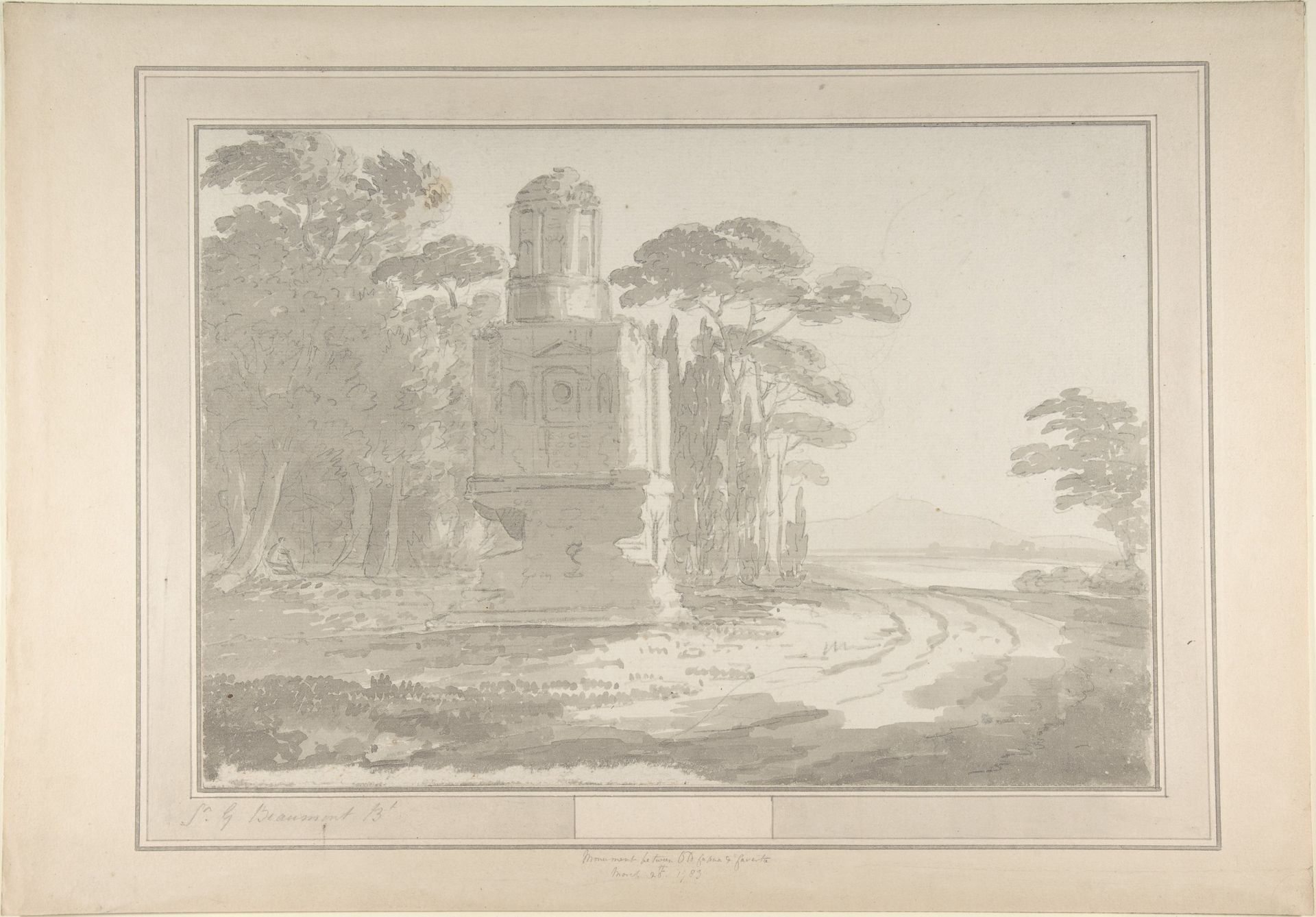 Italian Landscape with a Tomb by Sir George Howland Beaumont