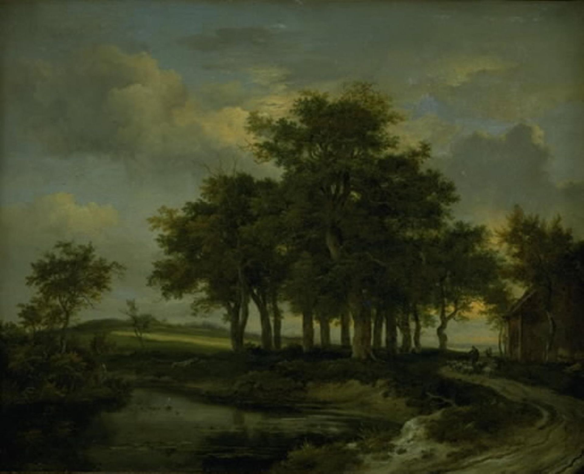 Oak Trees near a Road, Evening by Jacob Isaacksz. van Ruisdael