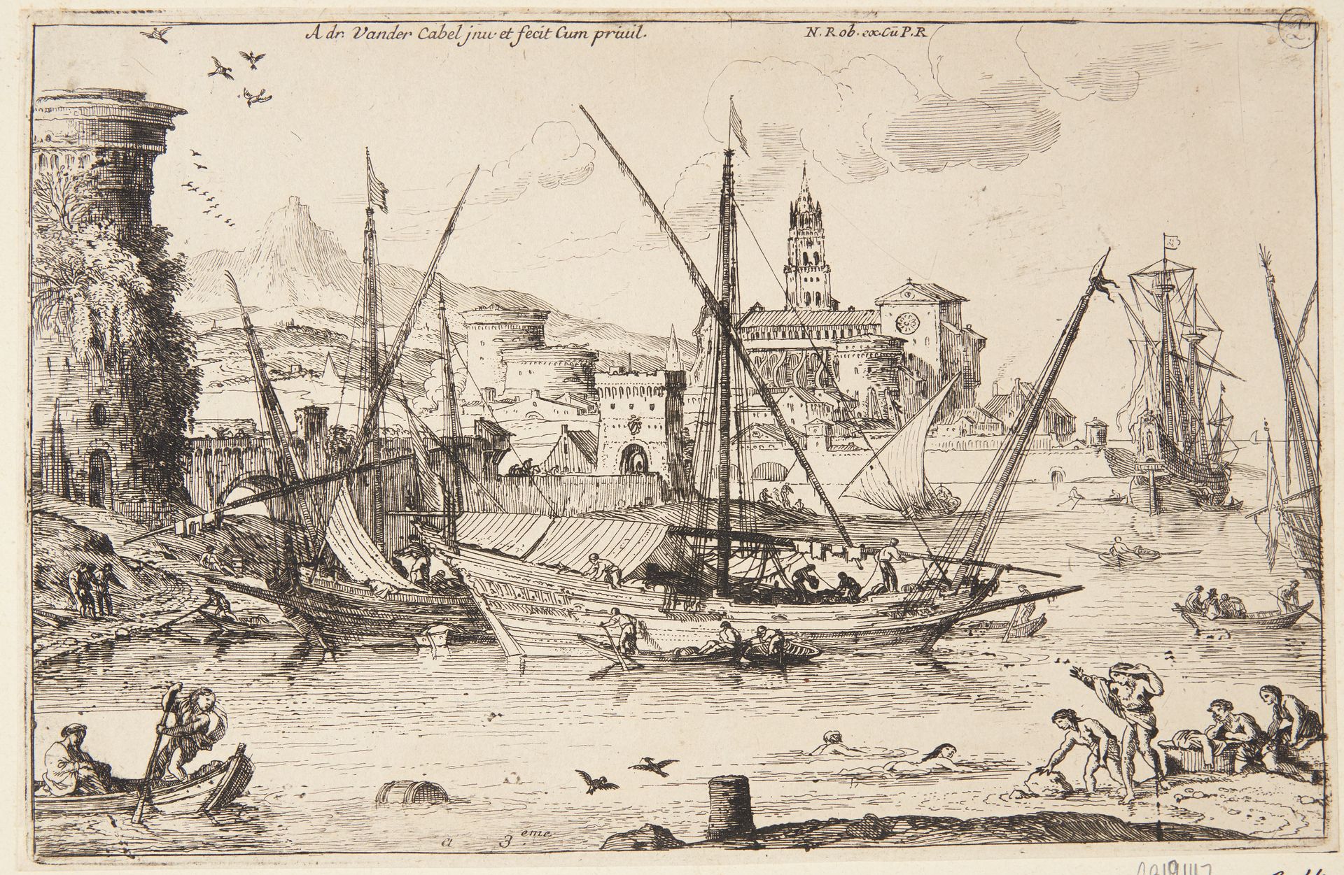 En havn by Adriaen van der Kabel