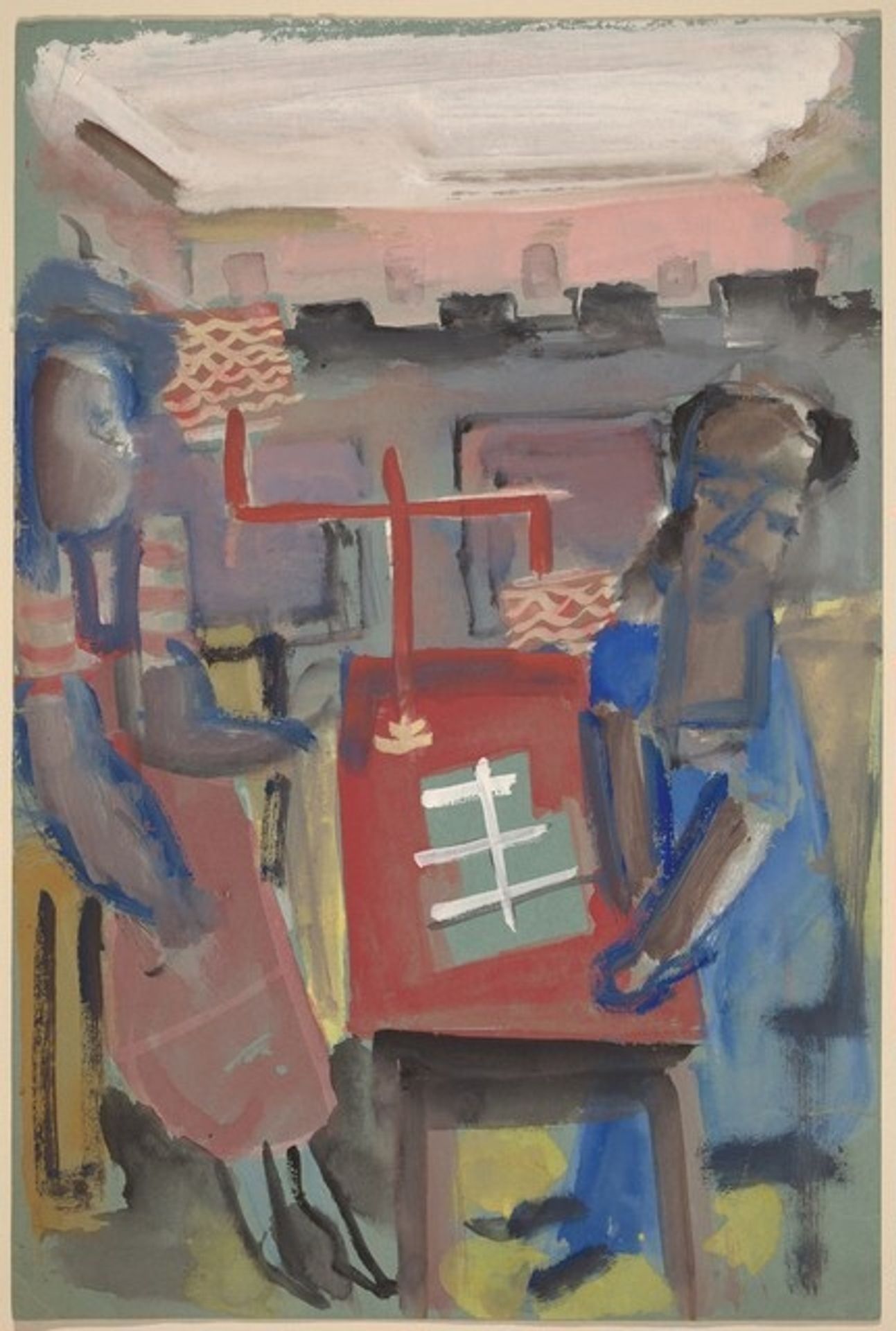 Two Figures Seated at a Red Table by Mark Rothko