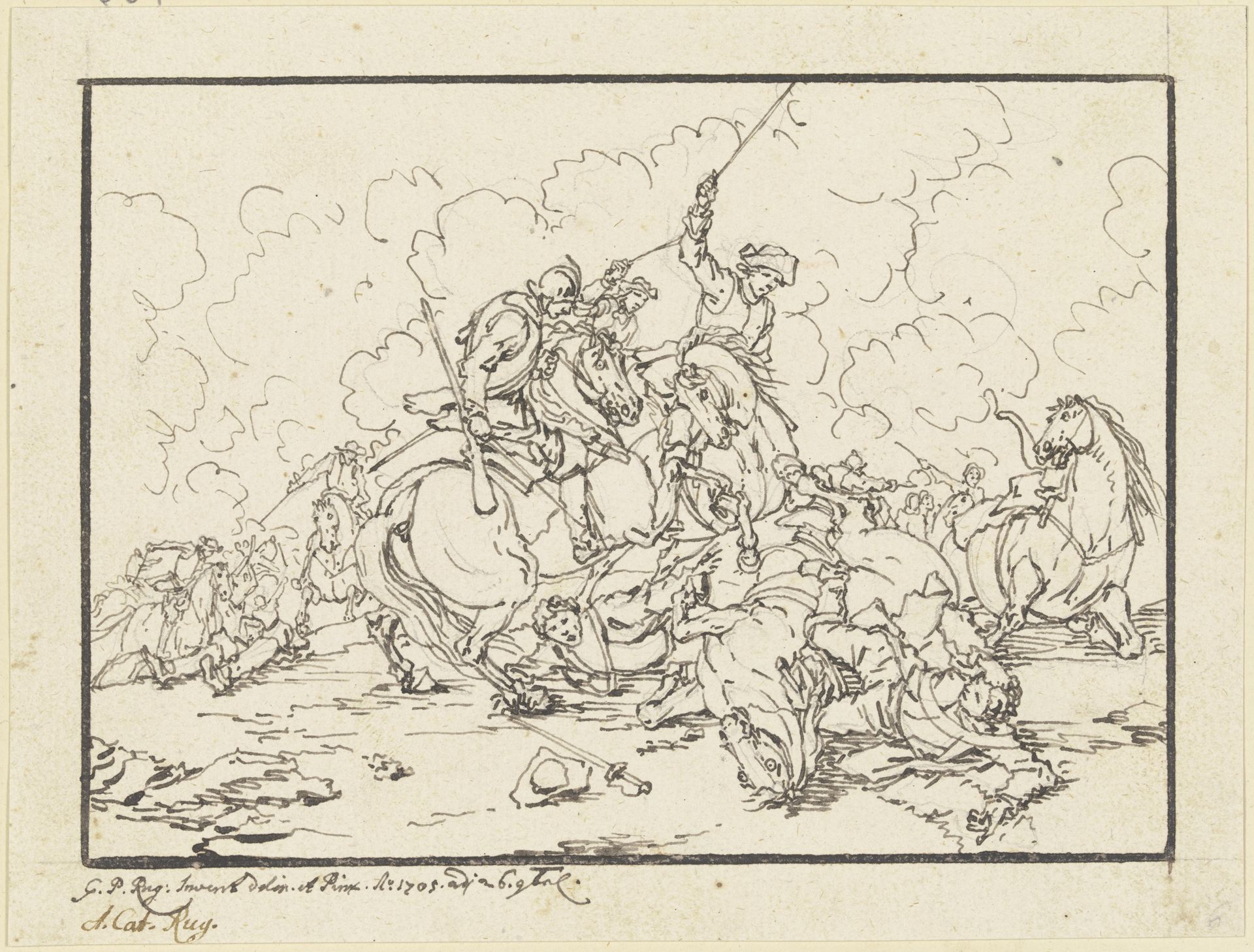 Equestrian combat by Georg Philipp Rugendas