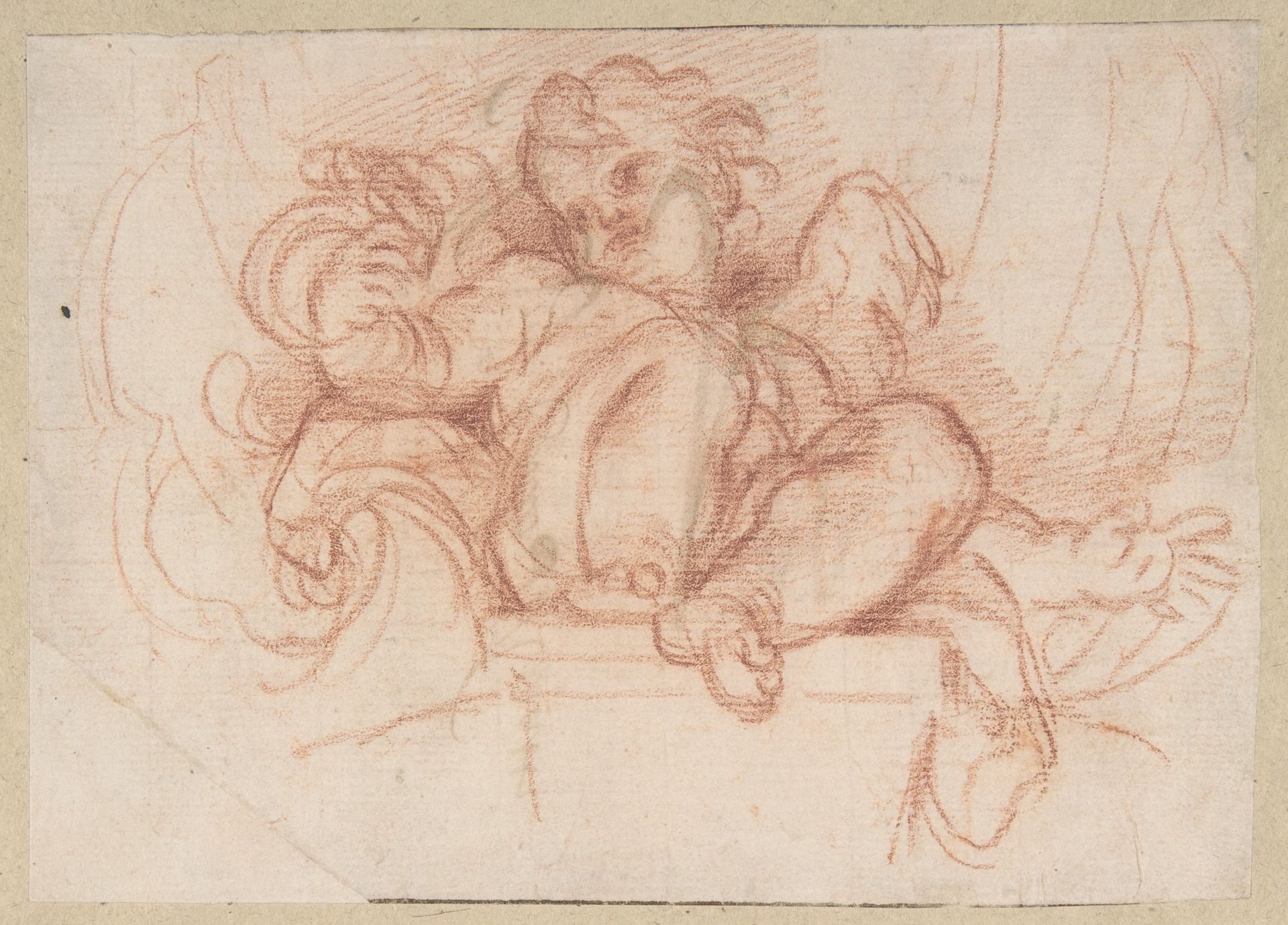 Study of a Putto Seated on a Corbel in a Shell Niche by Carlo Maratti