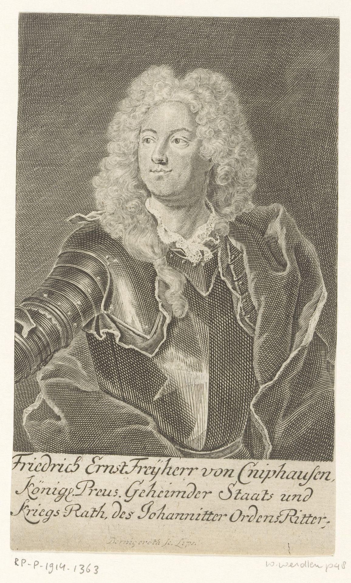 Portret van Friedrich Ernst von Knyphausen by Martin Bernigeroth