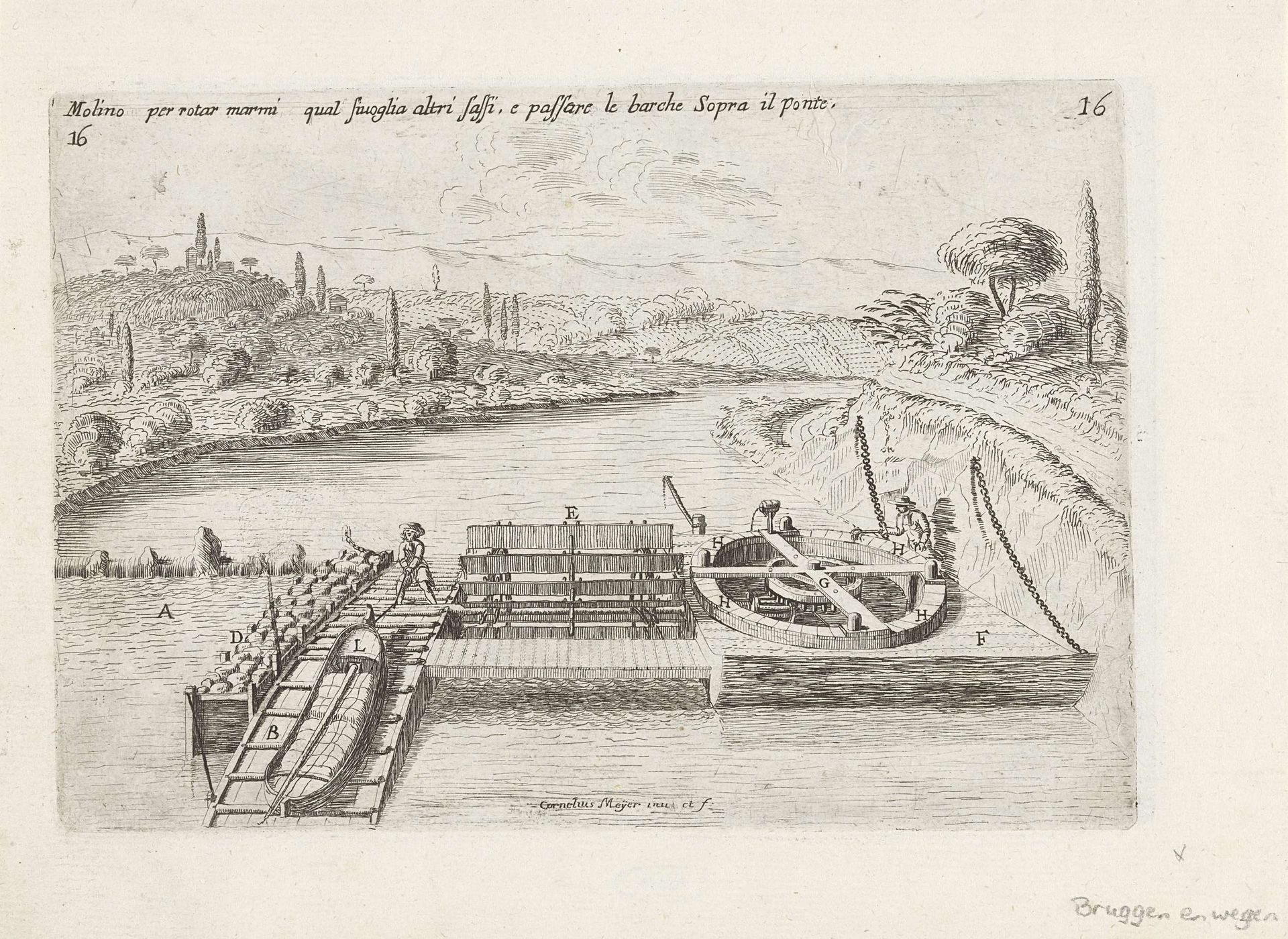 Watermolen en overtoom by Cornelis Meijer