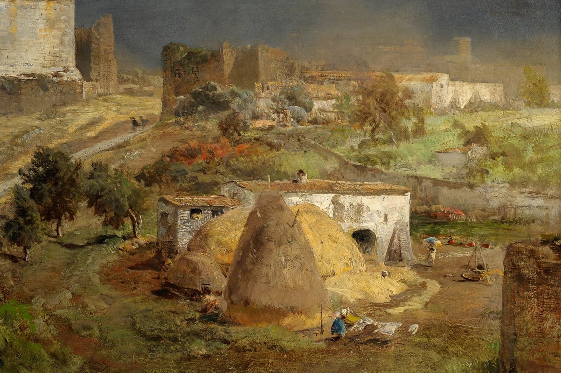 Via Appia with the tomb of Caecilia Metell by Oswald Achenbach