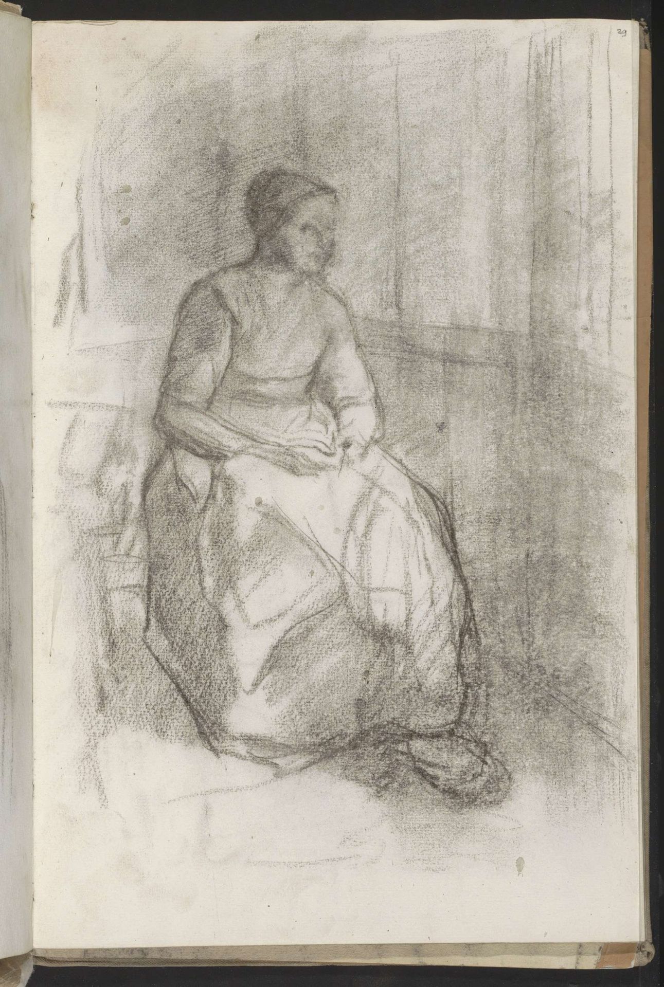Vrouw zittend in een interieur by Albert Neuhuys