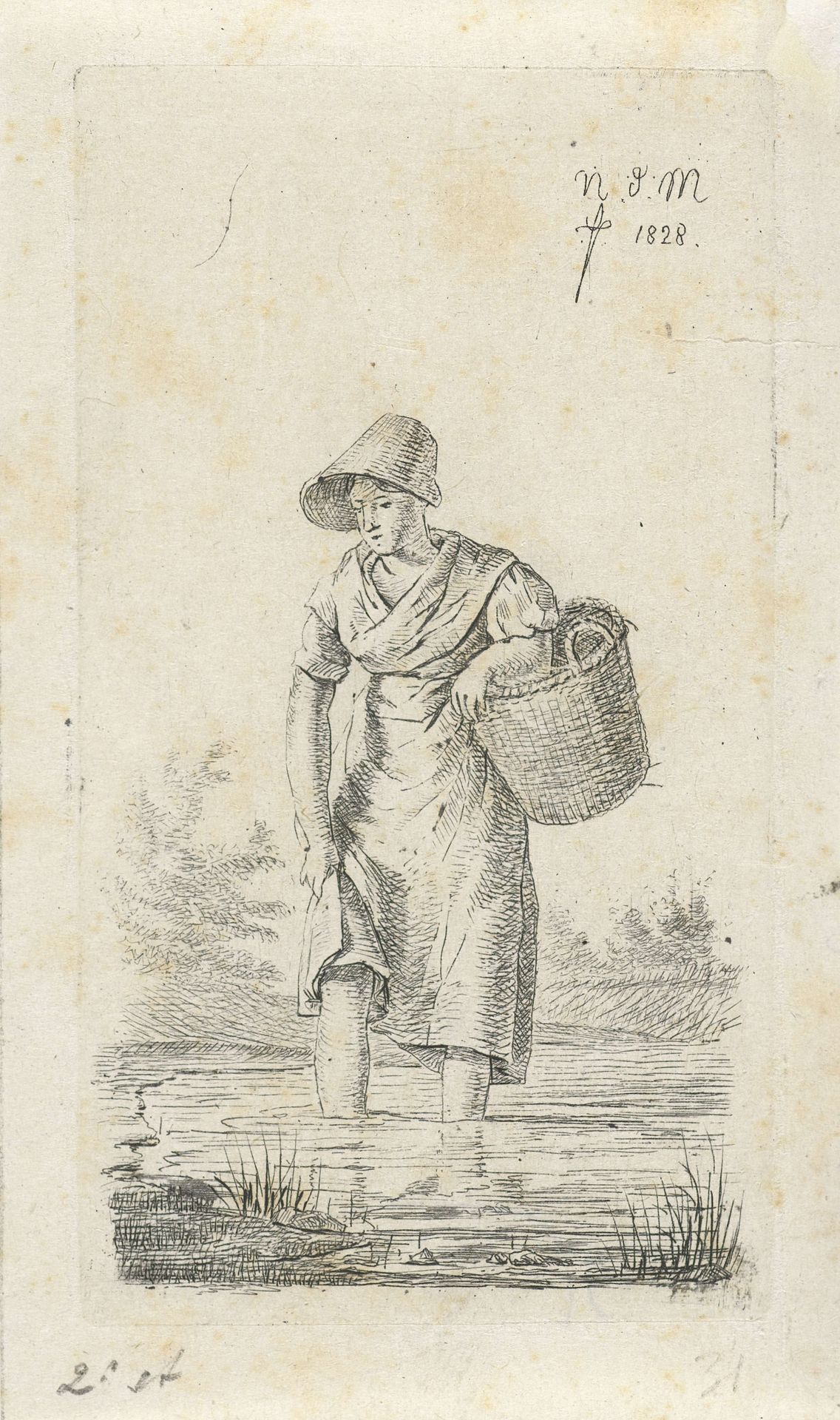Wadende vrouw by Anthonie Willem Hendrik Nolthenius de Man