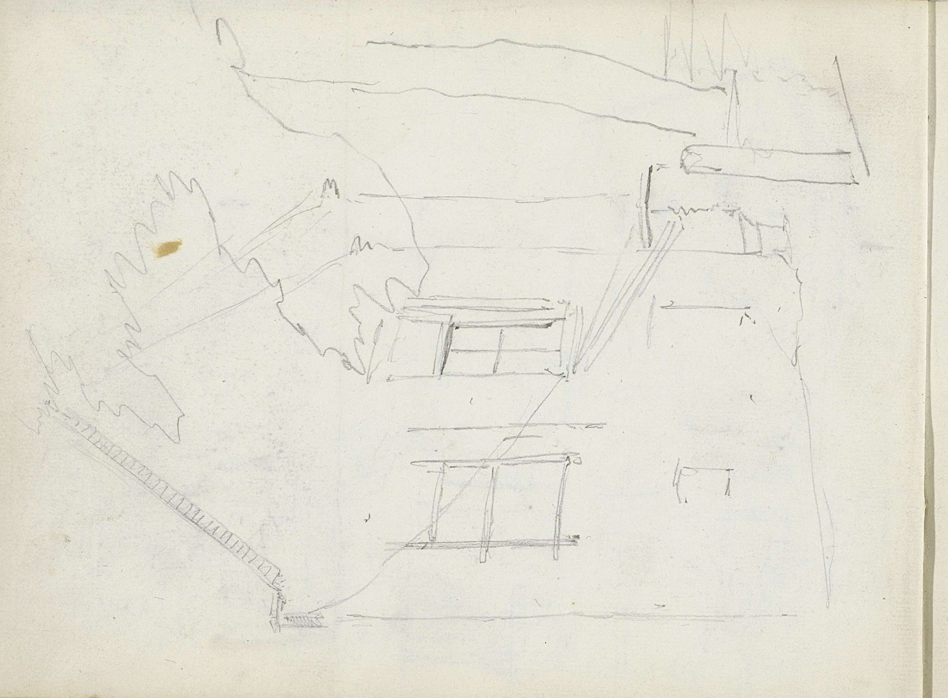Huis met een puntdak en een boom by Willem Koekkoek