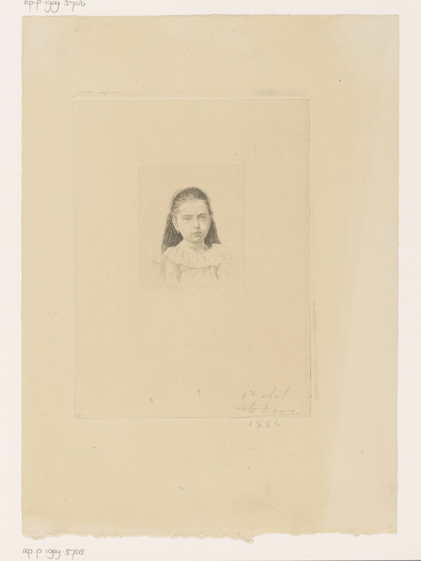 Portret van een onbekend meisje met loshangend haar by Auguste Danse
