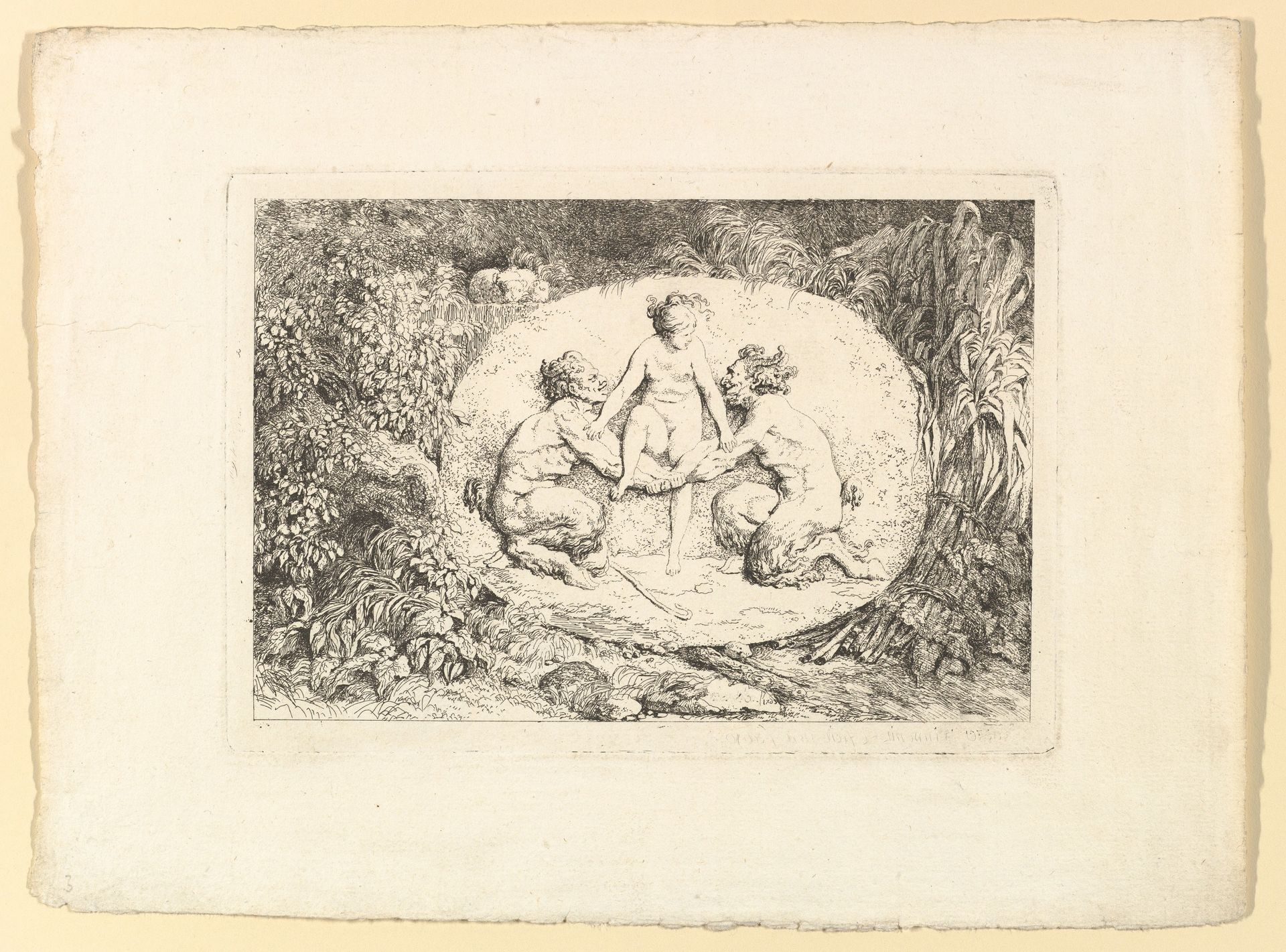 Nymph Supported by Two Satyrs by Jean-Honoré Fragonard