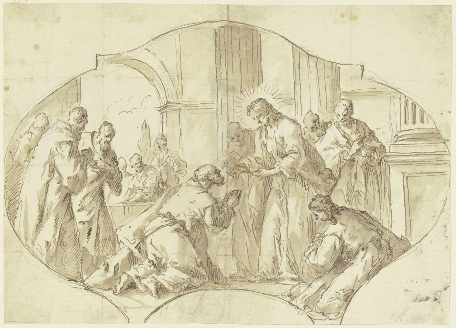Christus reicht den Aposteln das Abendmahl by Gaspare Diziani