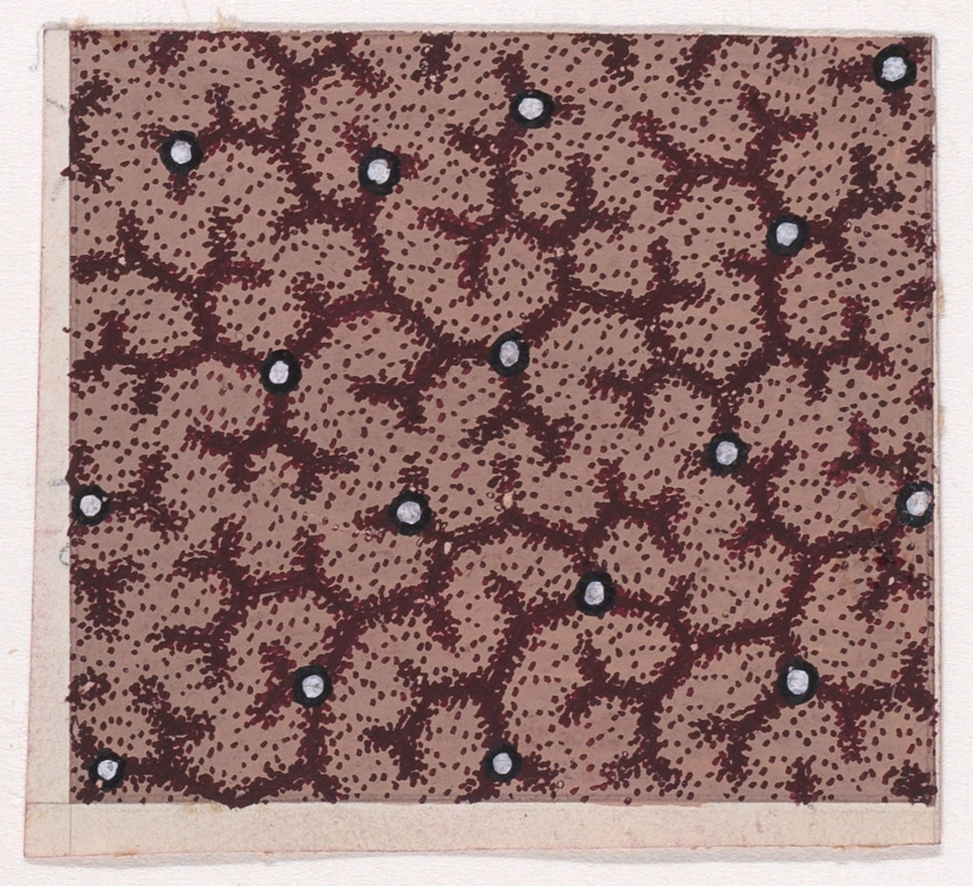Textile Design with Scrolling Branches and Pearls by Anonymous
