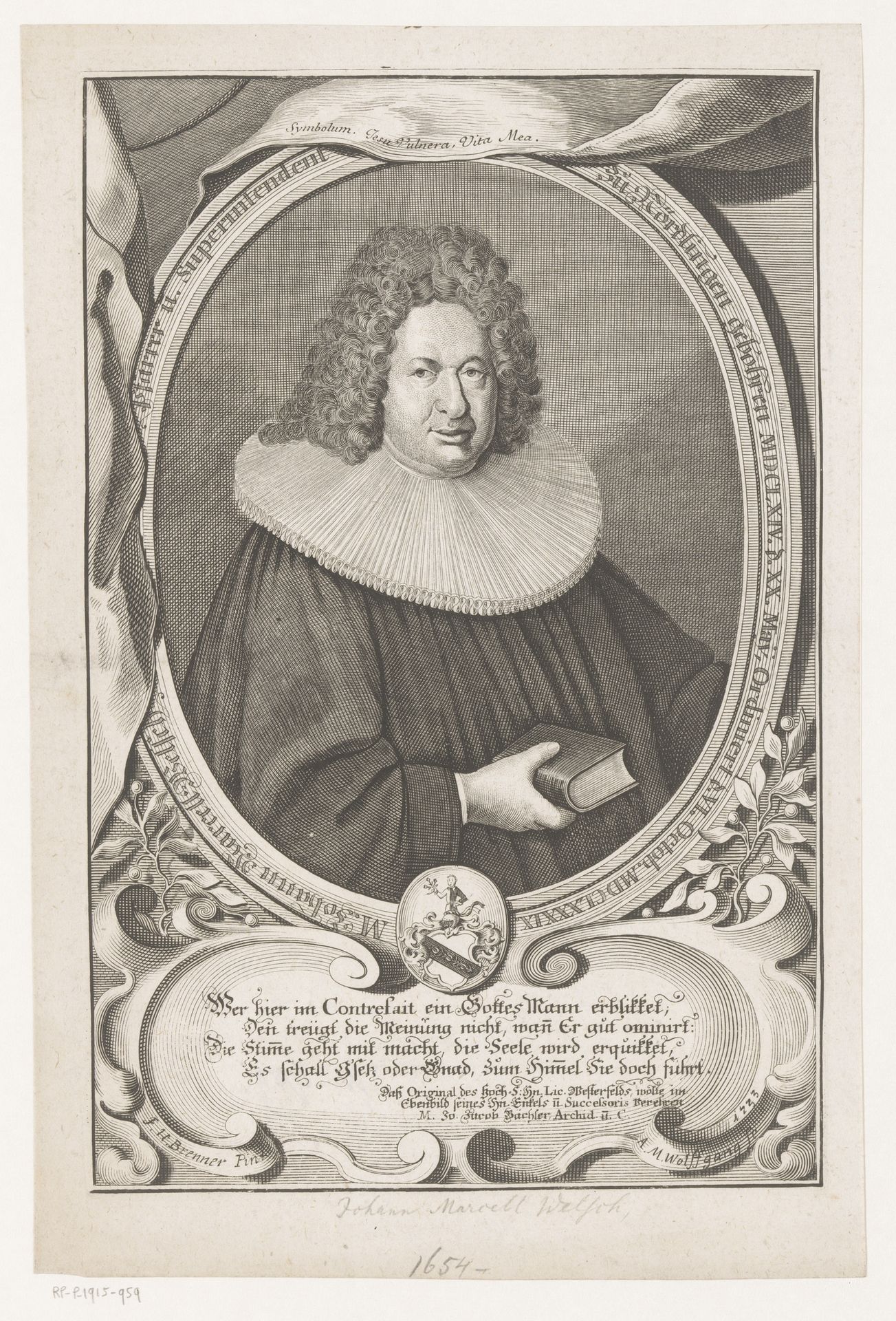 Portret van Johann Marcell Welsch by Andreas Matthäus Wolfgang
