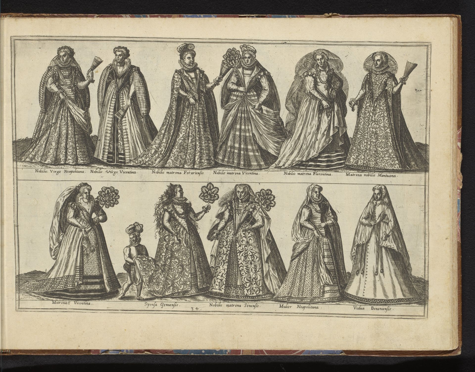 Elf vrouwen, gekleed volgens de Italiaanse mode van ca. 1580 by Abraham de Bruyn