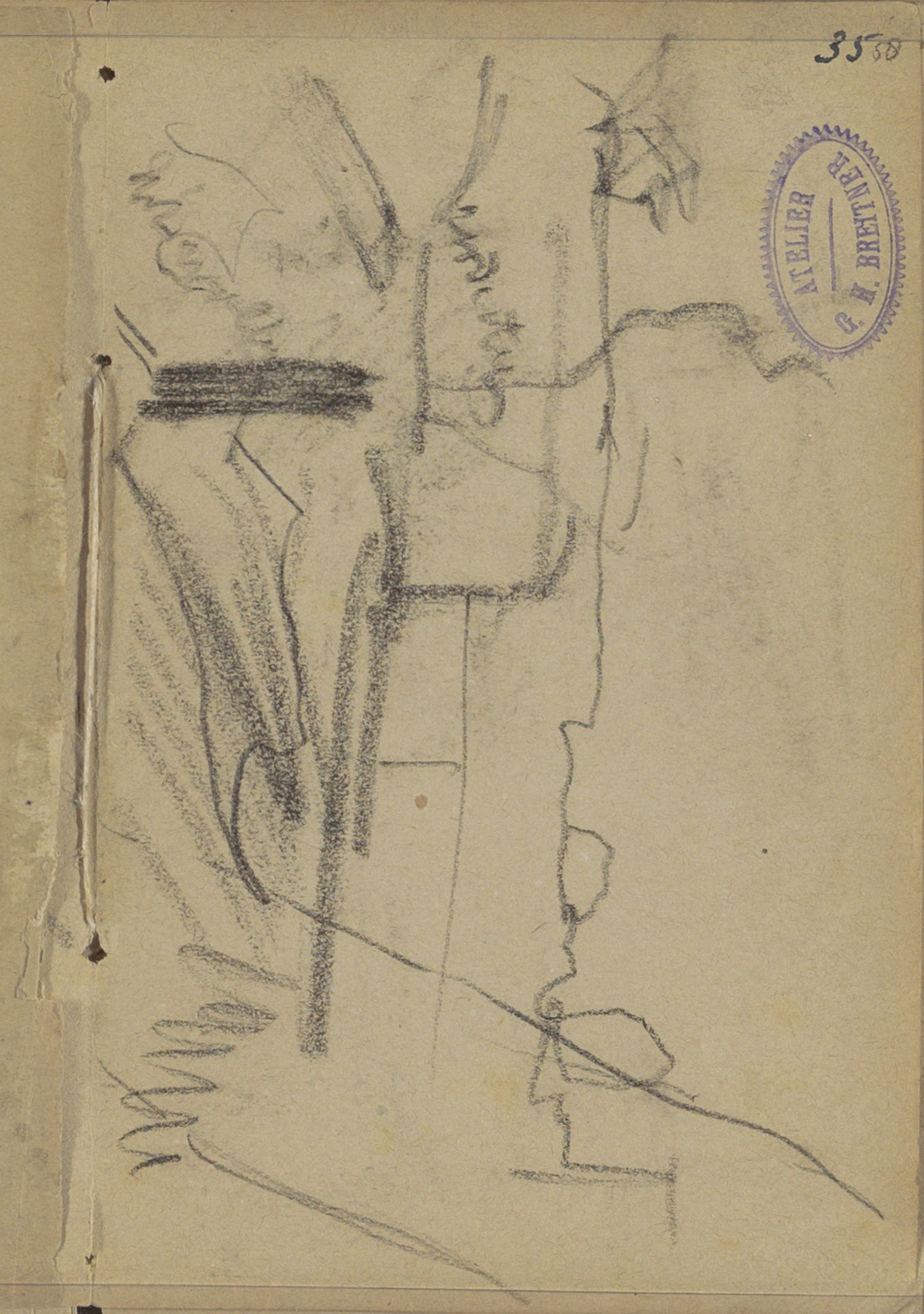 Studieblad, mogelijk onder andere met architectuurstudies by George Hendrik Breitner