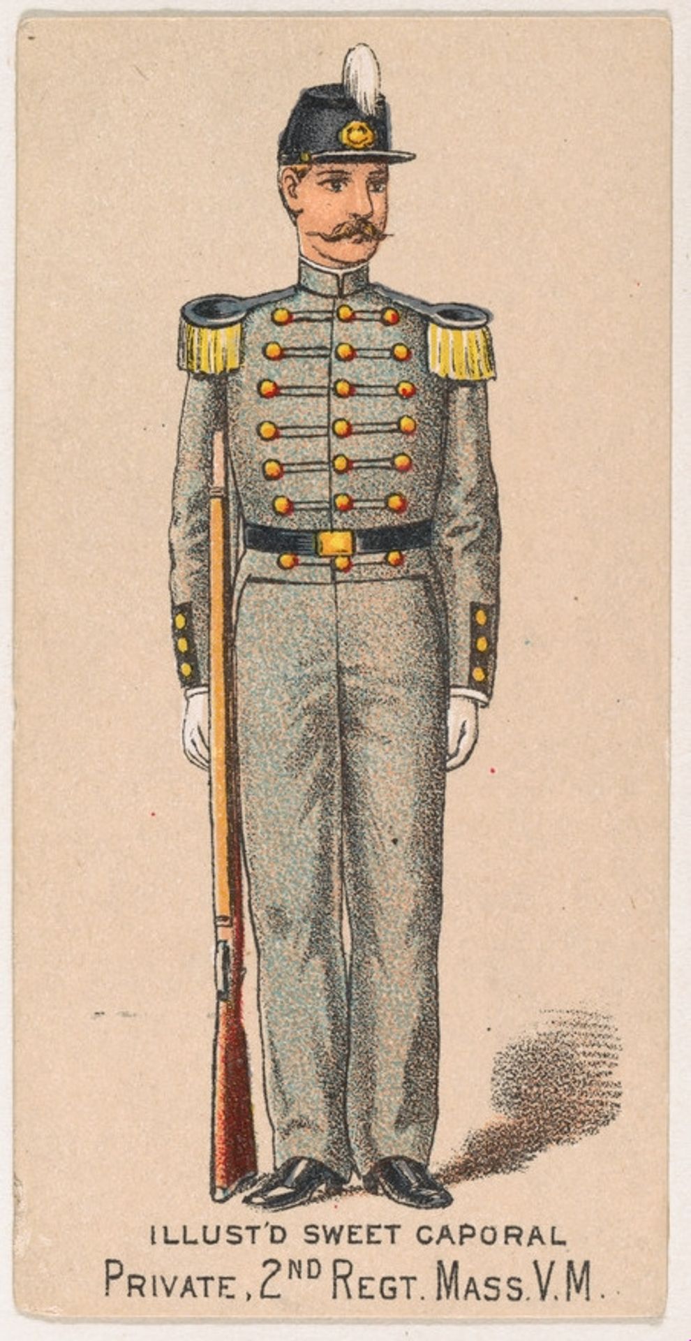 Private, 2nd Regiment, Massachusetts, V.M., from the Military Series (N224) issued by Kinney Tobacco Company to promote Sweet Caporal Cigarettes by Kinney Brothers Tobacco Company