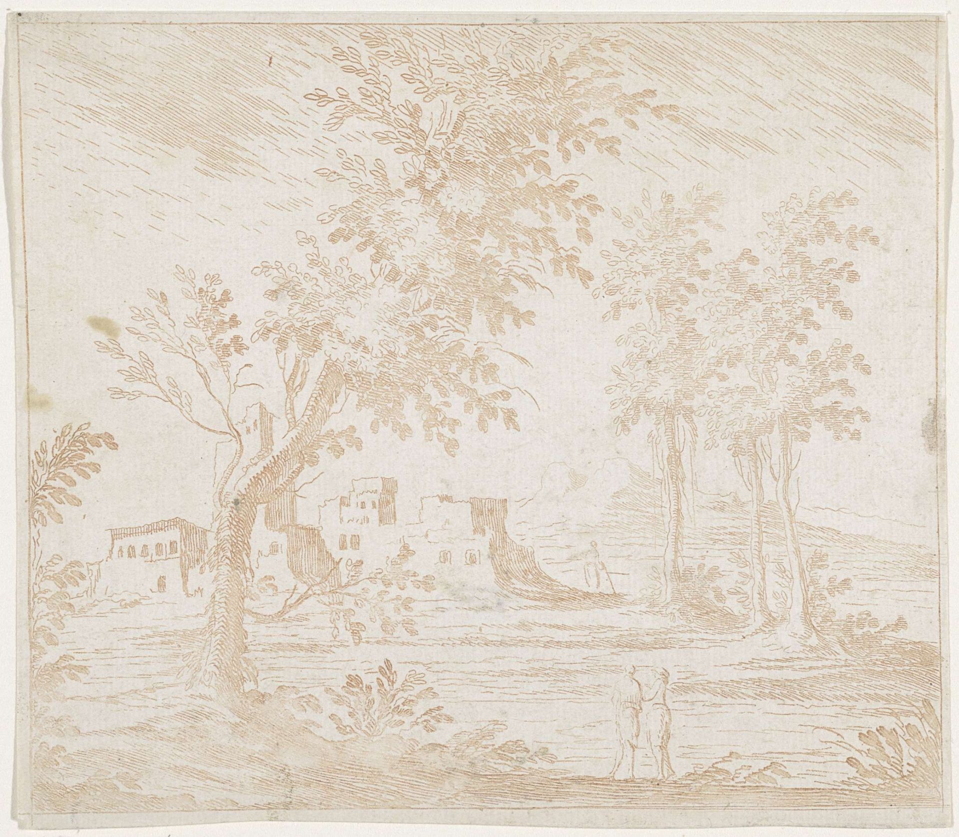 Landschap met ruïne by Lodovico Mattioli