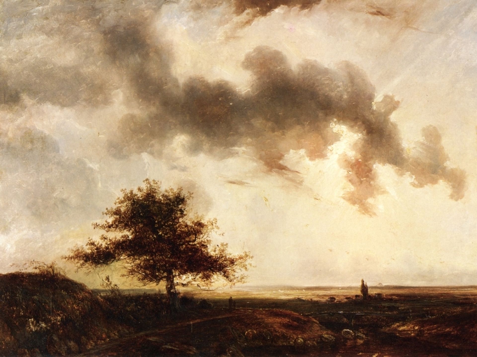 Figures in a landscape by Theodore Rousseau
