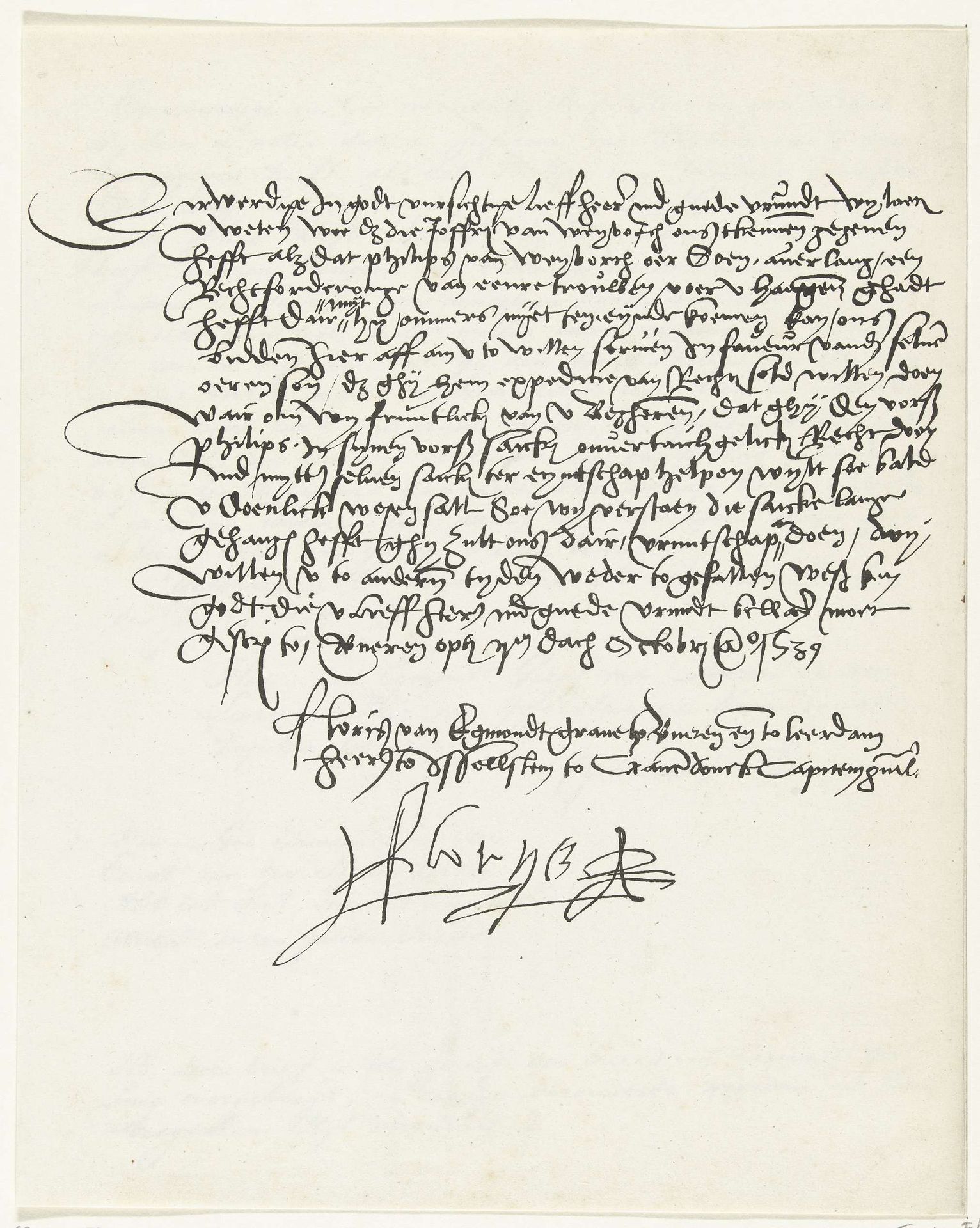 Facsimile van een brief van Floris van Egmond, 1539 by Floris van Egmond