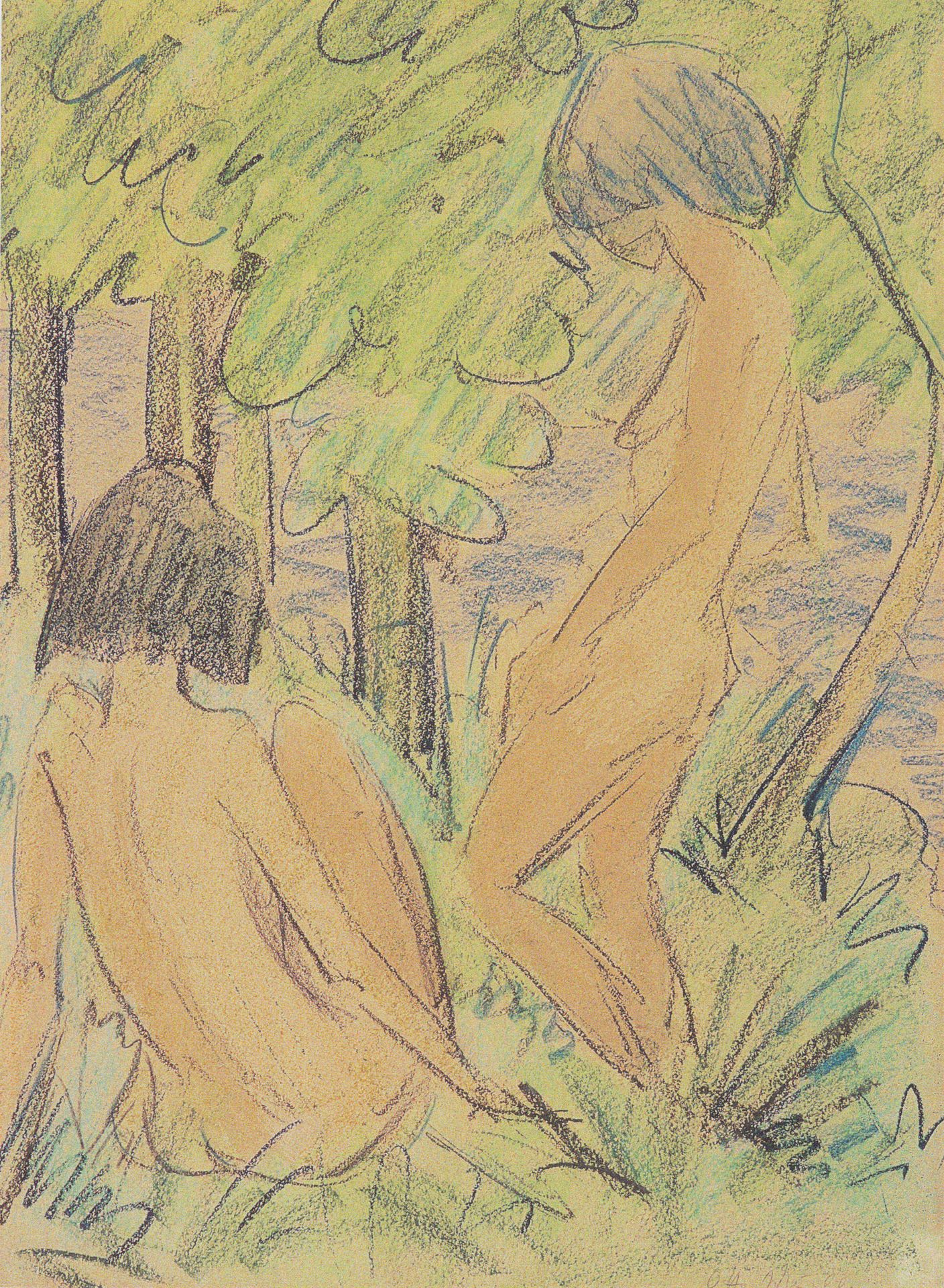 Zwei Mädchen Im Wald by Otto Mueller