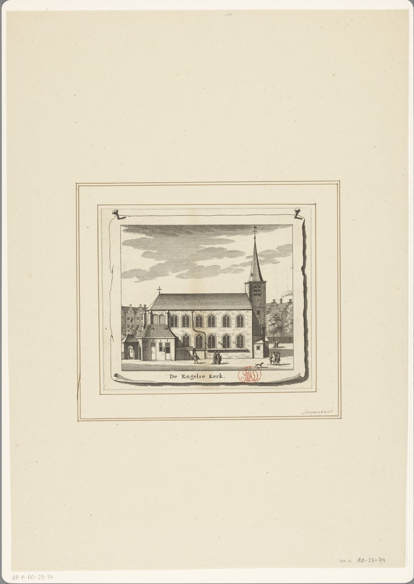 Gezicht op de Engelse Kerk te Amsterdam by Daniël Stopendaal