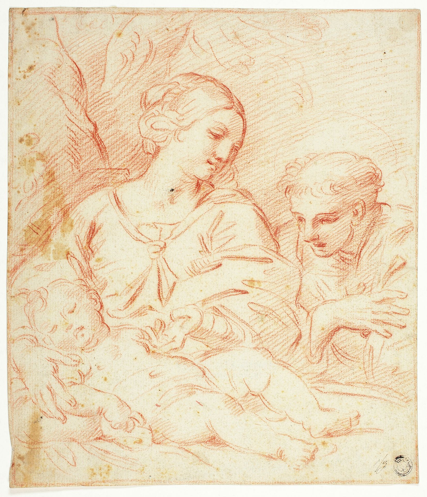 Madonna and Sleeping Christ Child with Male Saint by Anonymous