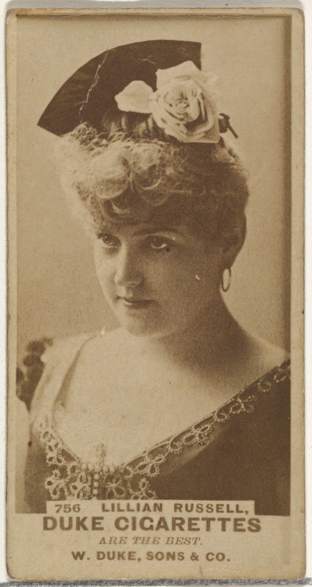 Card Number 756, Lillian Russell, from the Actors and Actresses series (N145-7) issued by Duke Sons & Co. to promote Duke Cigarettes by W. Duke, Sons & Co.