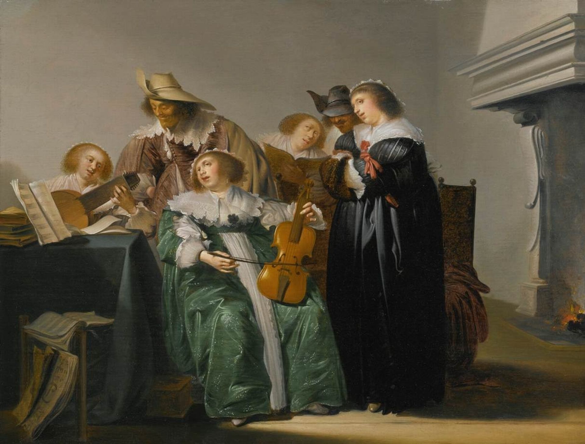 Elegant Company Making Music by Pieter Codde
