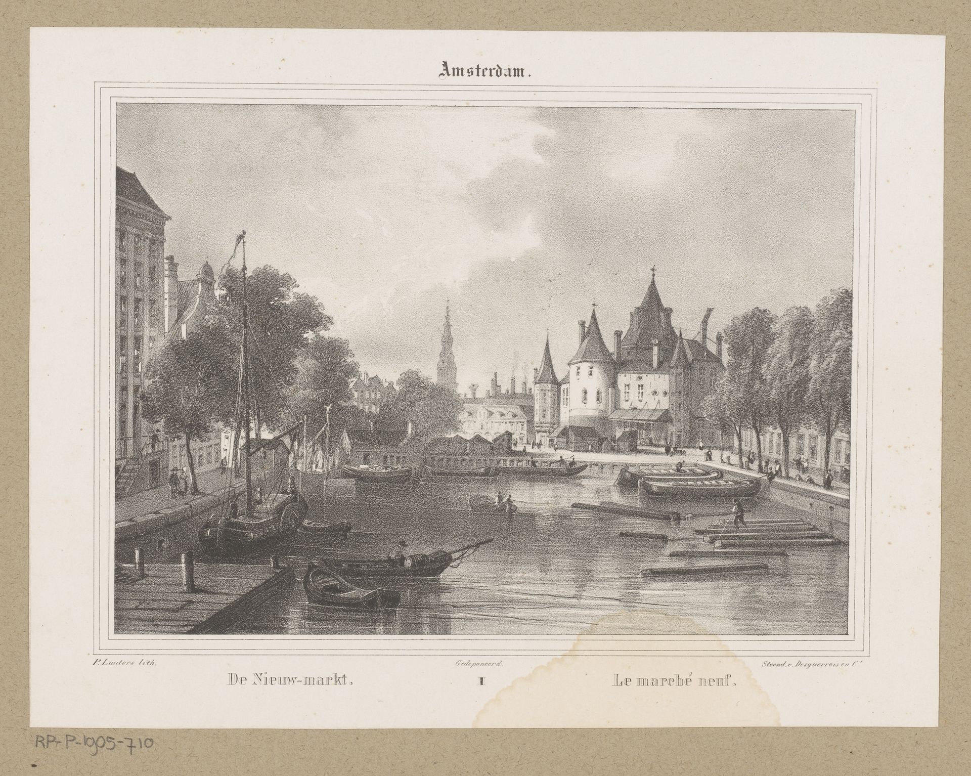 Gezicht op de Nieuwmarkt by Paulus Lauters