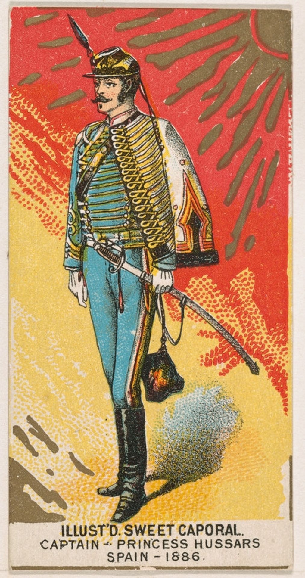 Captain, Princess Hussars, Spain, 1886, from the Military Series (N224) issued by Kinney Tobacco Company to promote Sweet Caporal Cigarettes by Kinney Brothers Tobacco Company