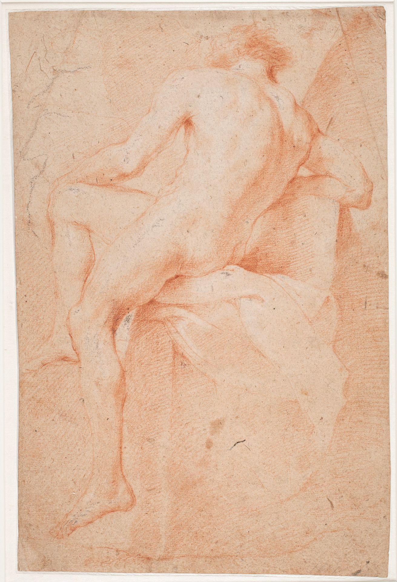Mandlig modelstudie, siddende, set bagfra by Hendrik Krock