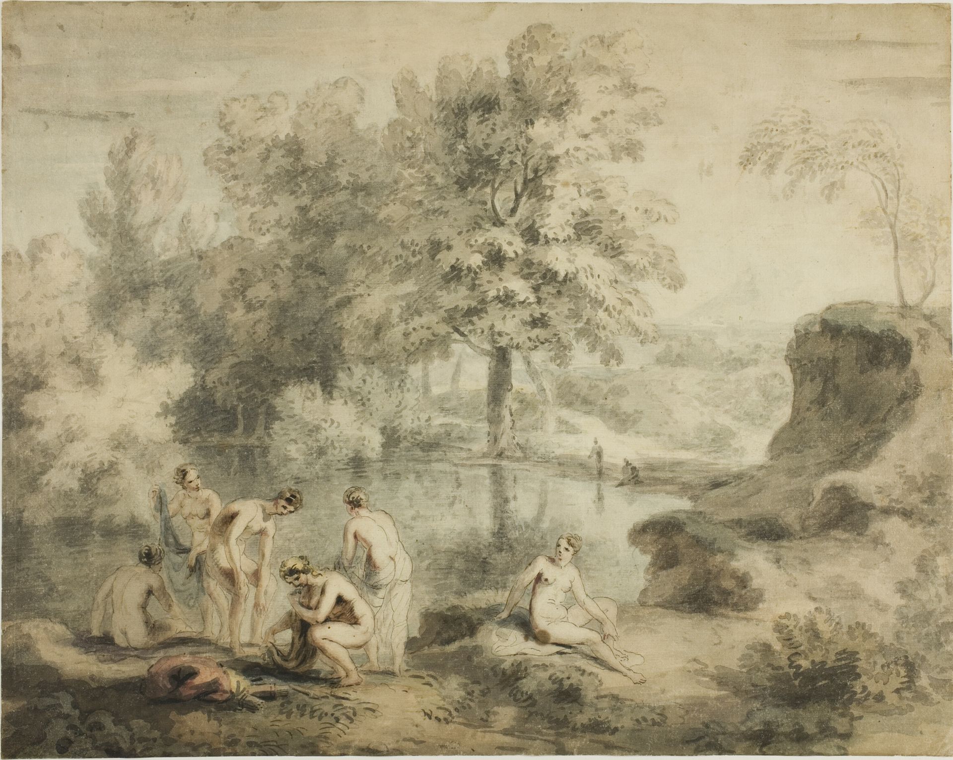 Women Drying Selves by Pond by William Taverner